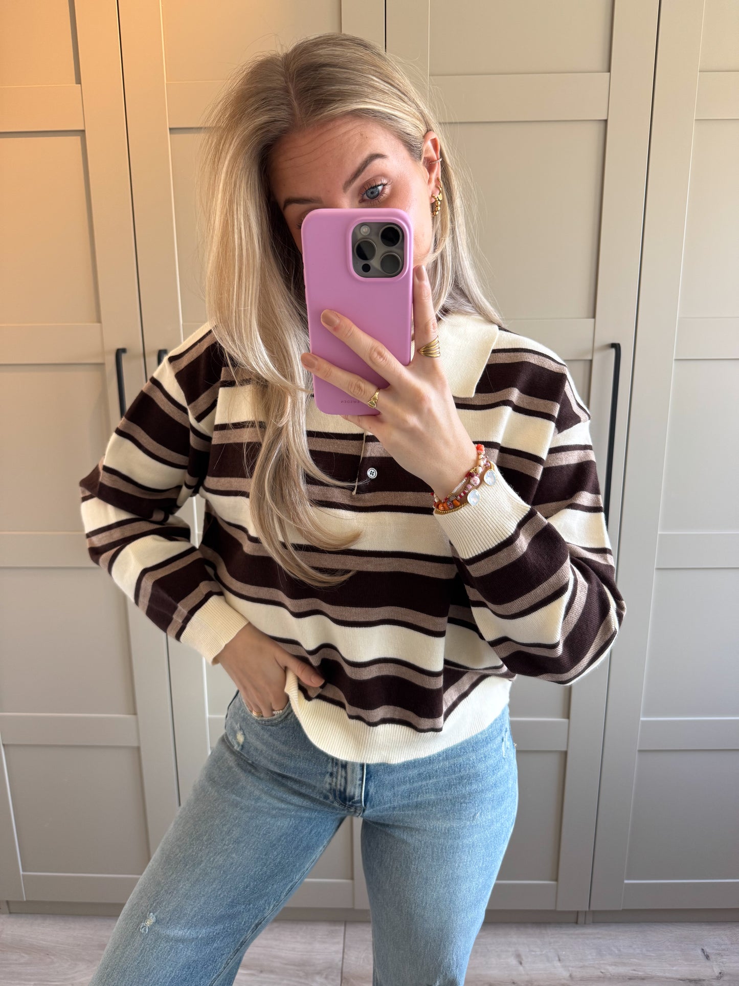 Polo trui | Vera | Bruin creme