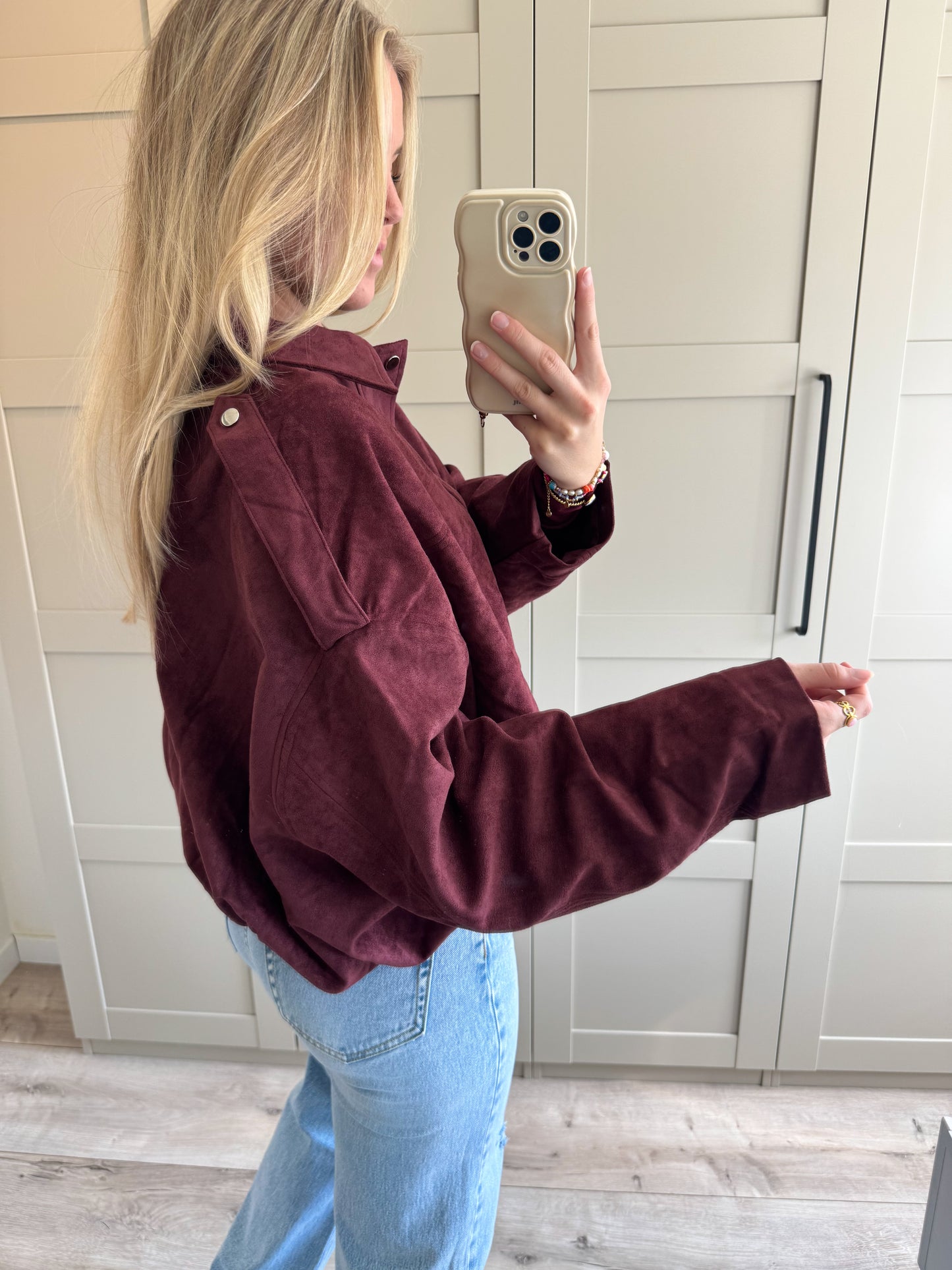 Suede oversized jacket | Nikky | Bordeaux