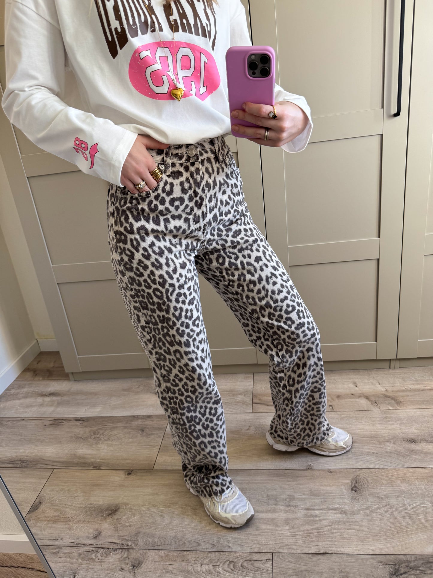 Straight leg jeans | Leopard | licht denim