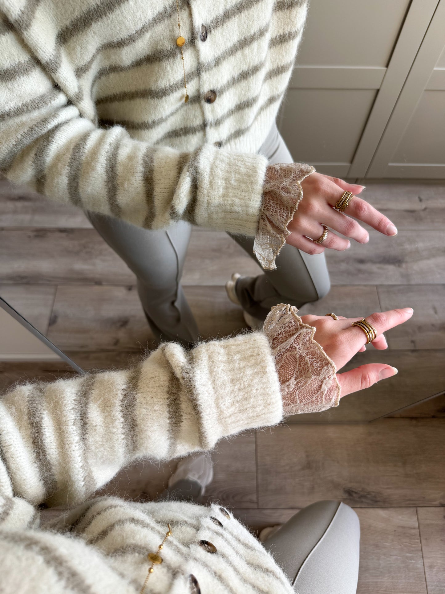 Vest | Noa | Beige Midden groen