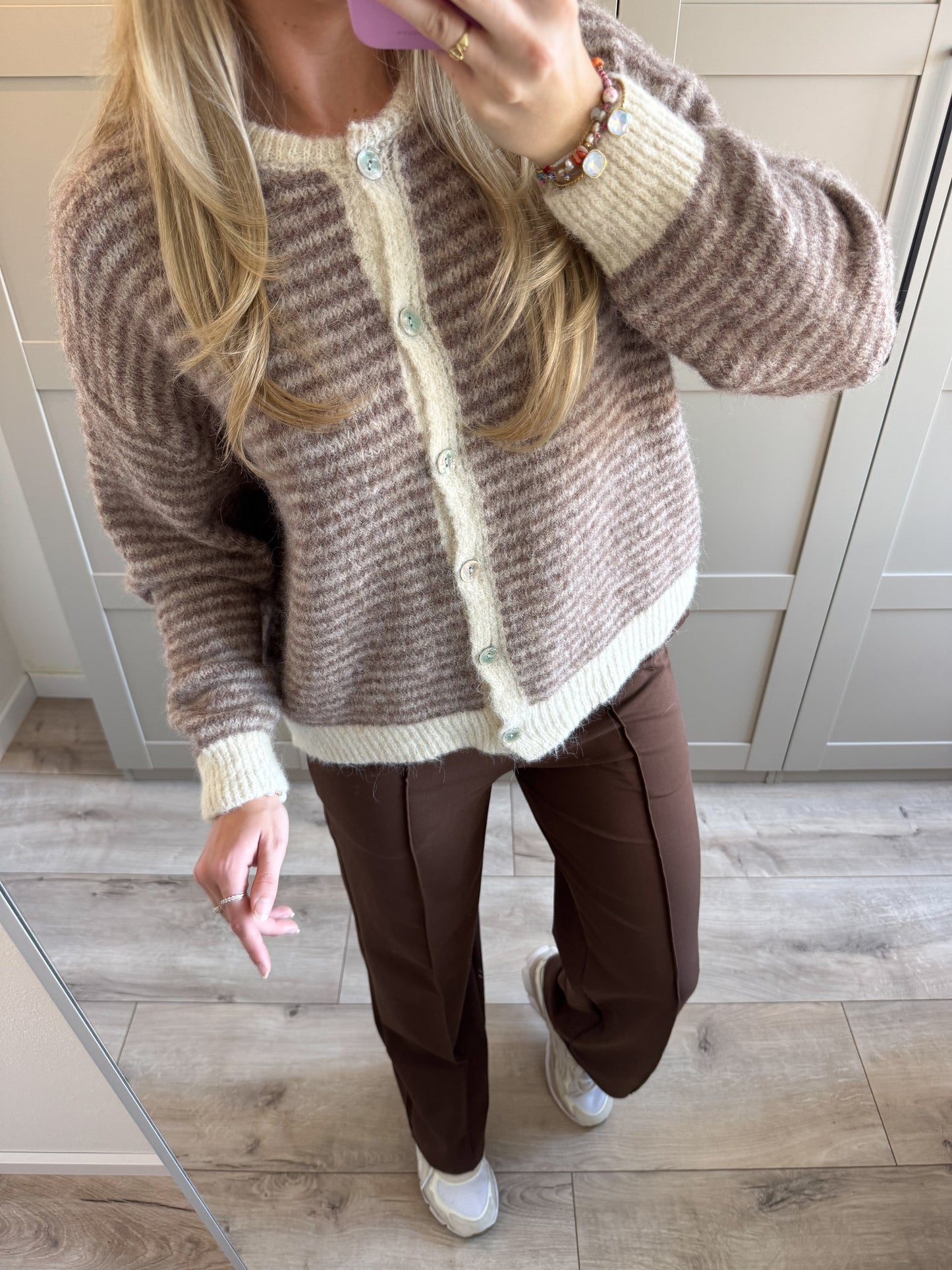 Vest | Pien | Taupe creme streep