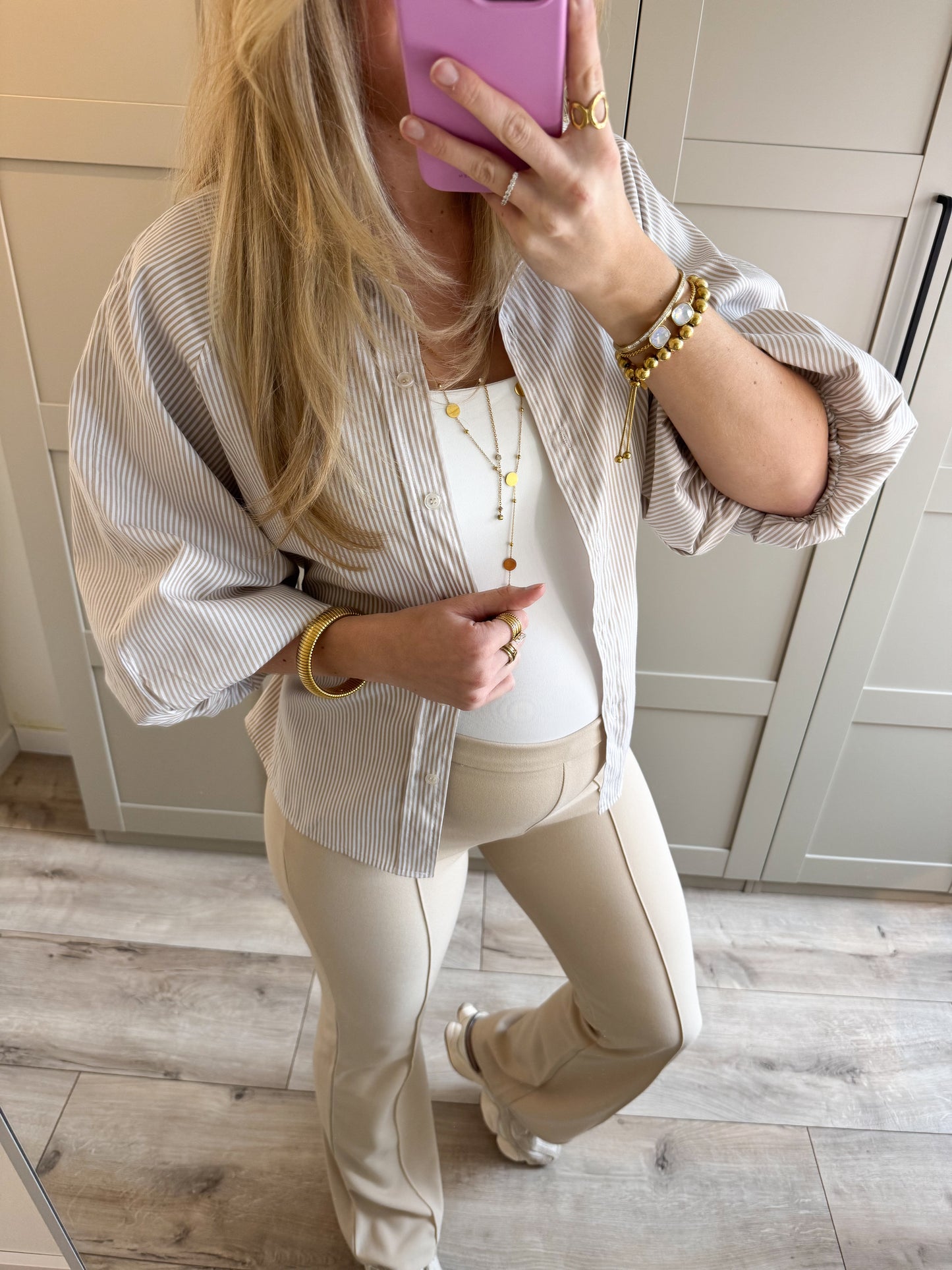 Blouse | Mica | Beige wit streep