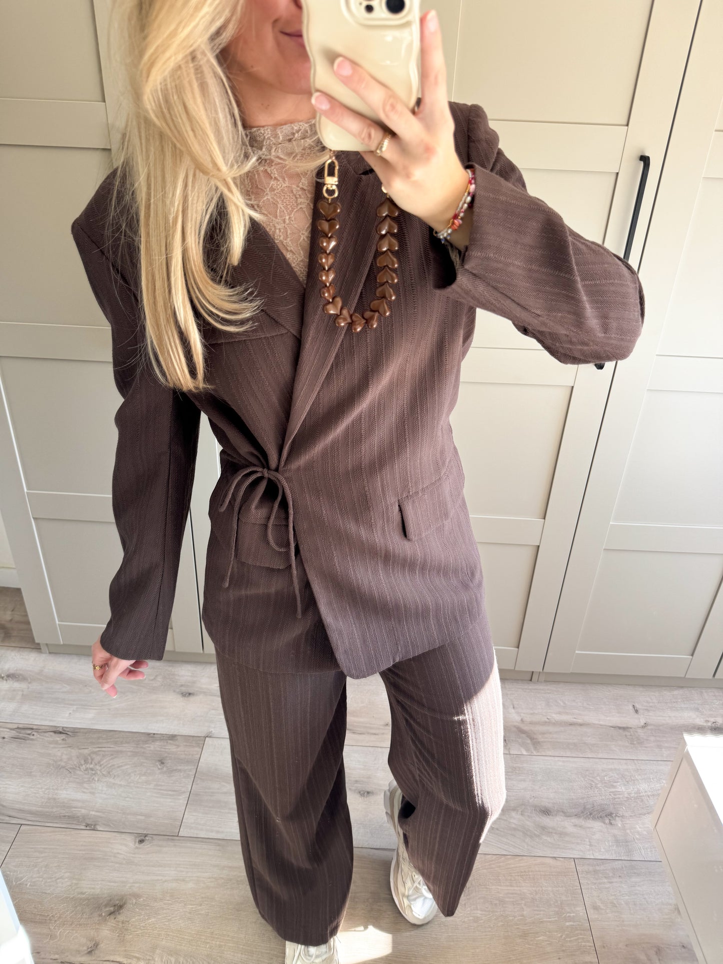 Blazer | Fleur | Taupe bruin