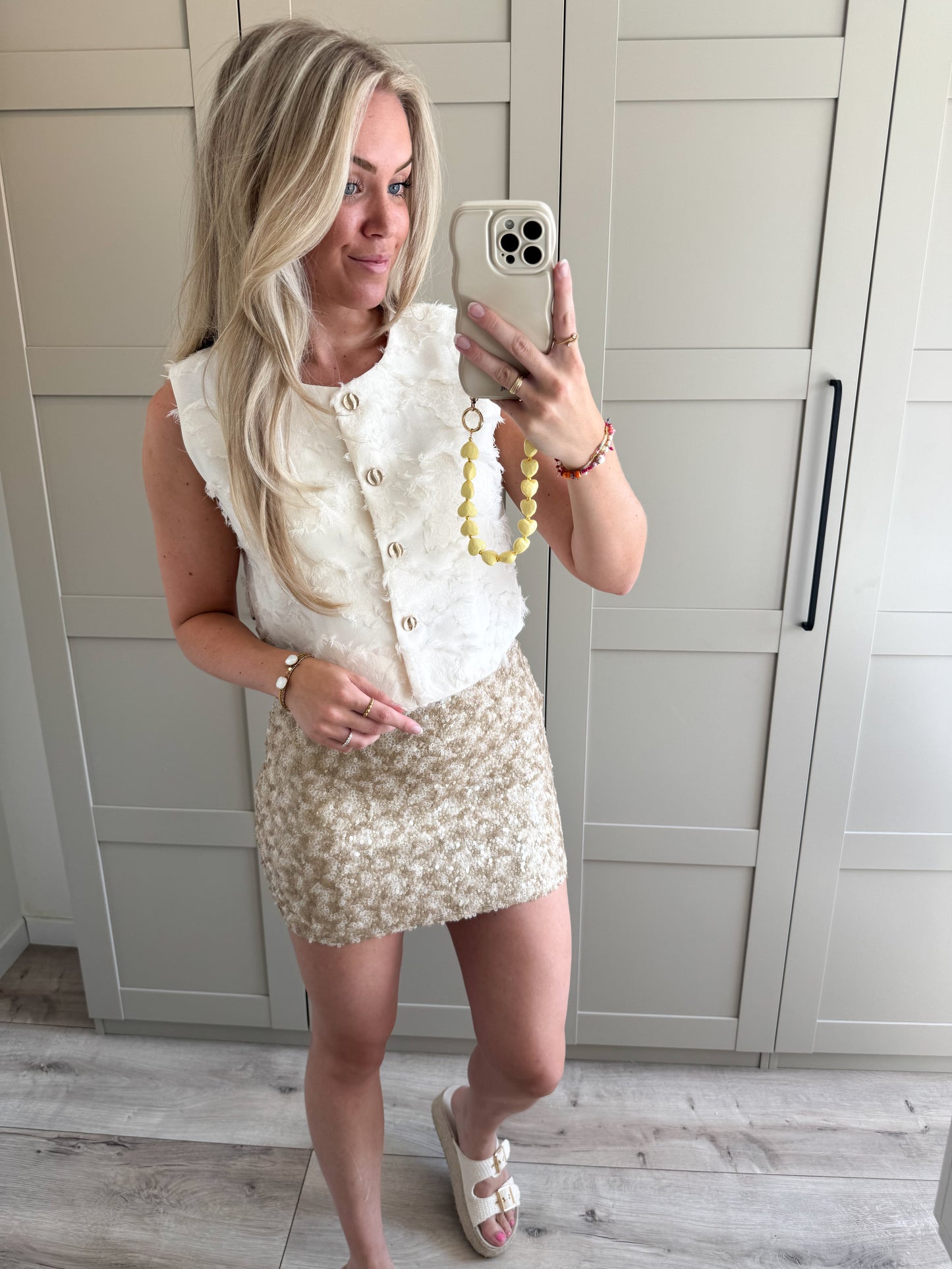 Rok | Nona | Glitter Beige goud