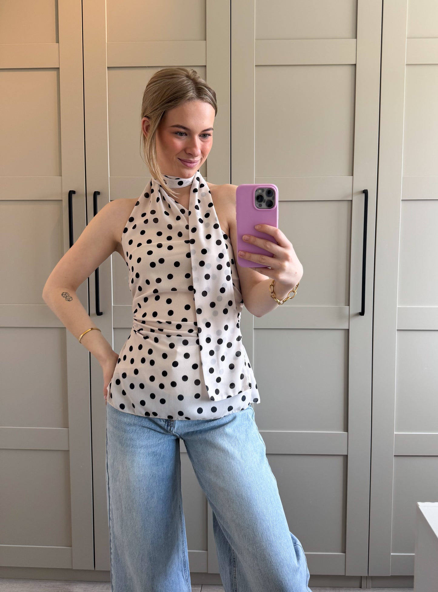 Top | Ami | Dots beige zwart