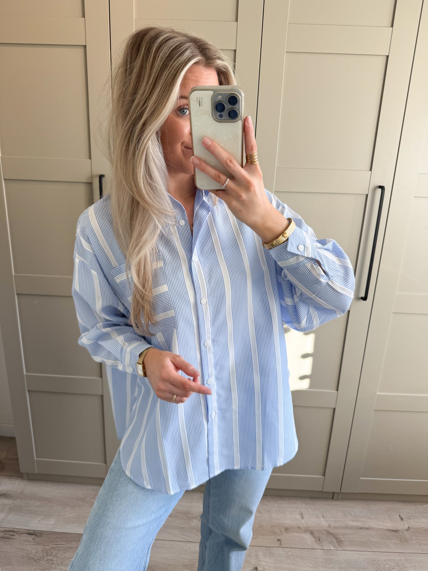 Blouse | Liz | Blauw wit