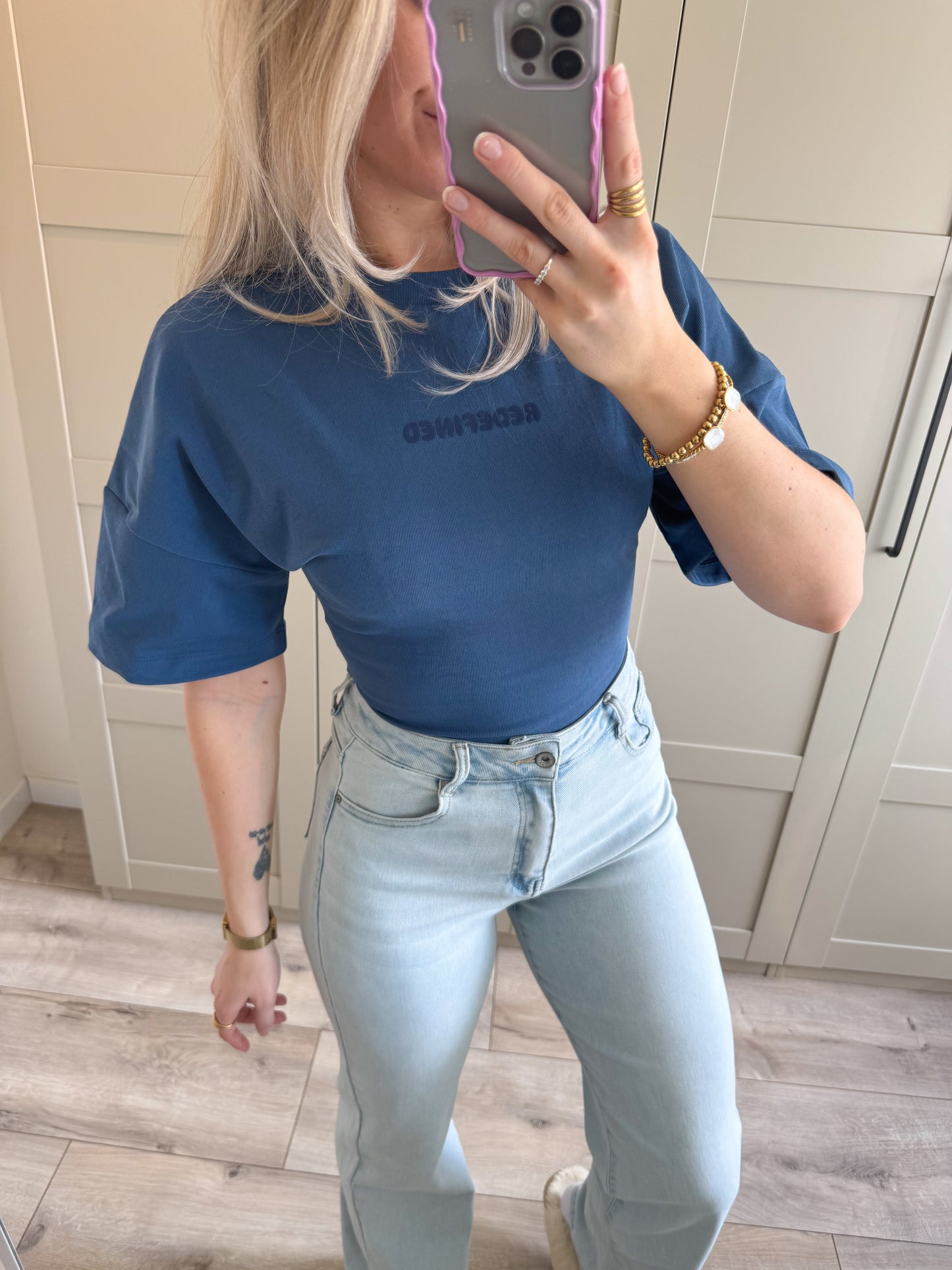 T-shirt | Redefined | Denim blauw