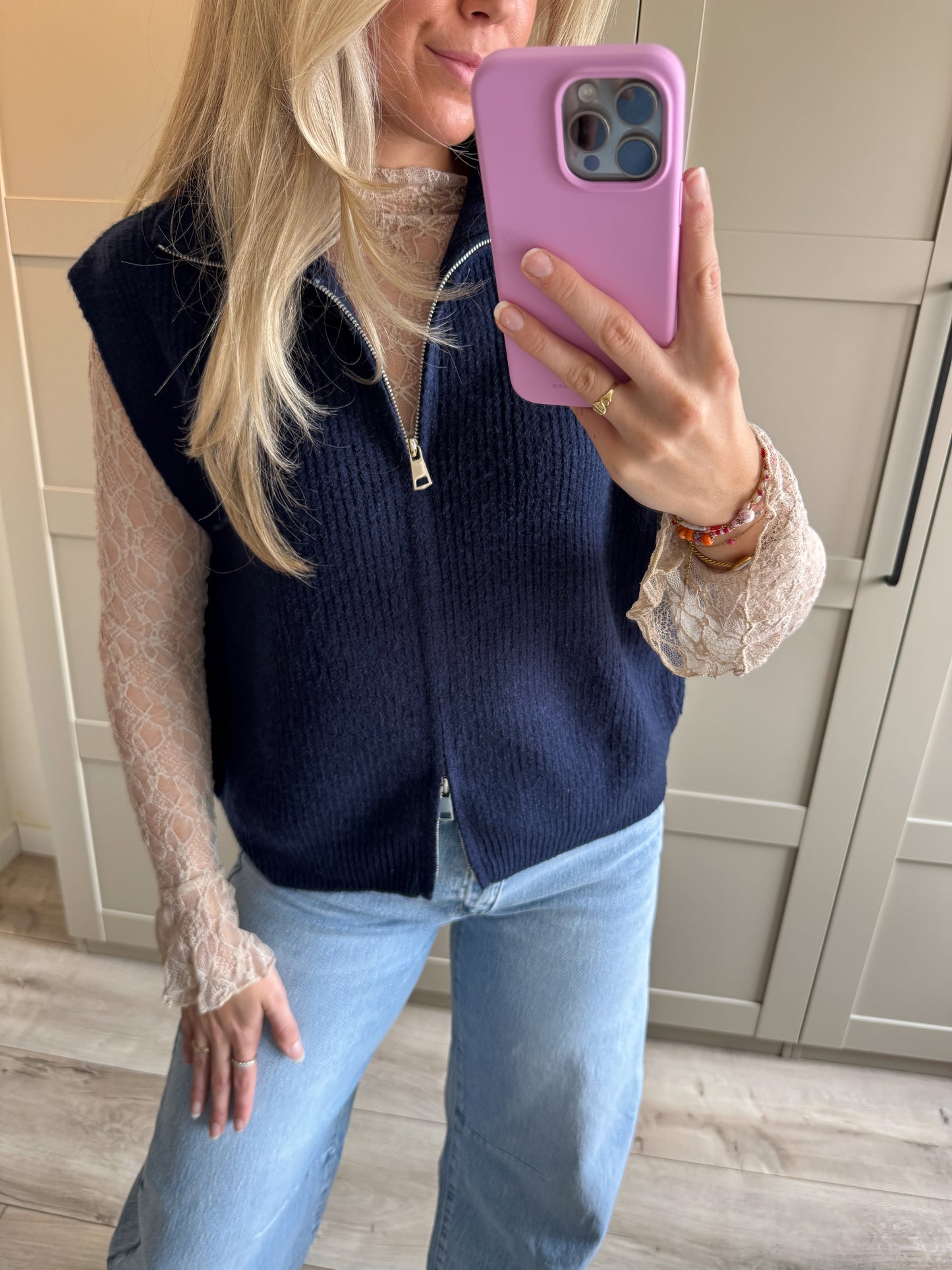 Zipper spencer | Jula | Donkerblauw