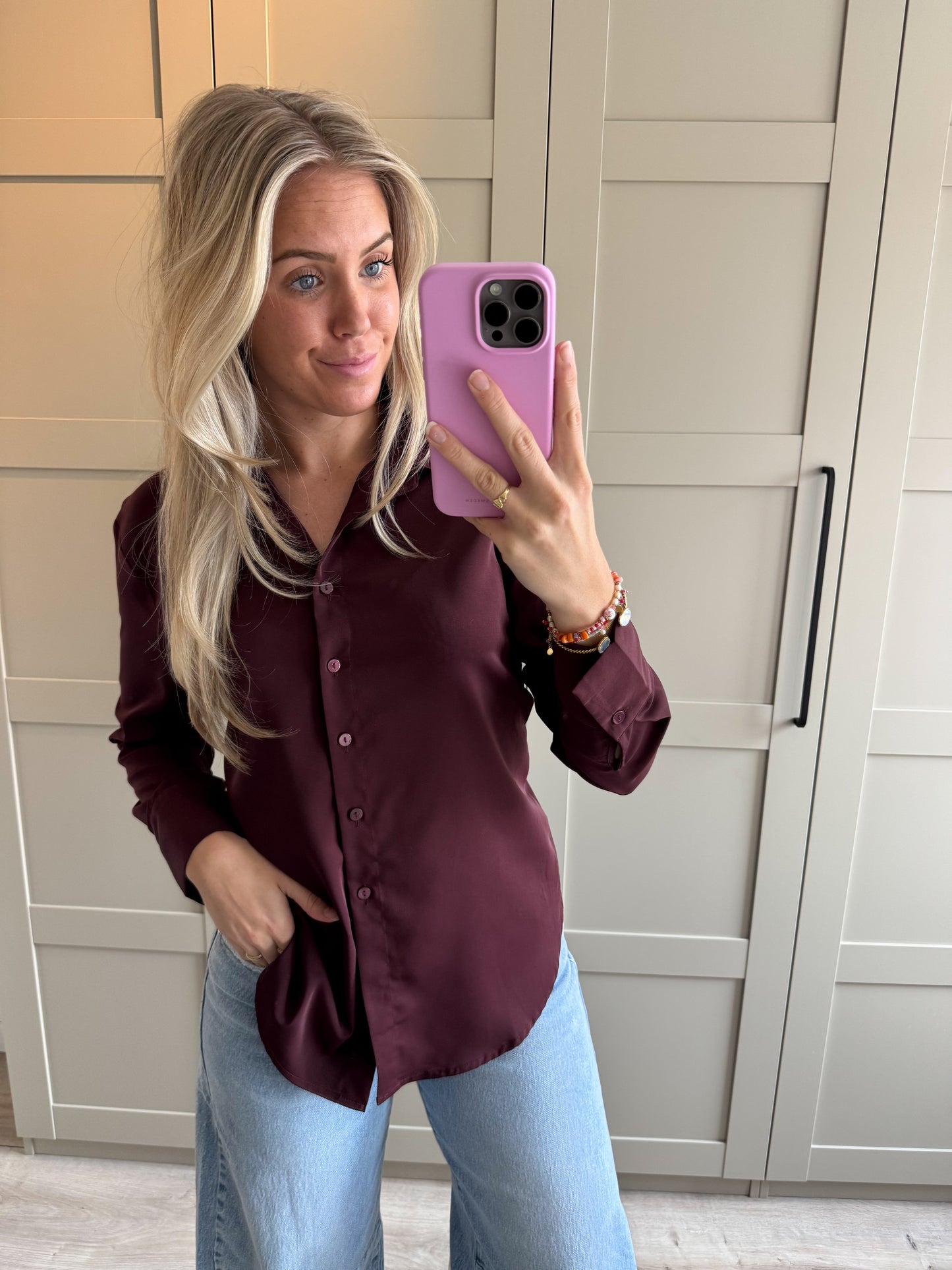Blouse | Bow | Bordeaux