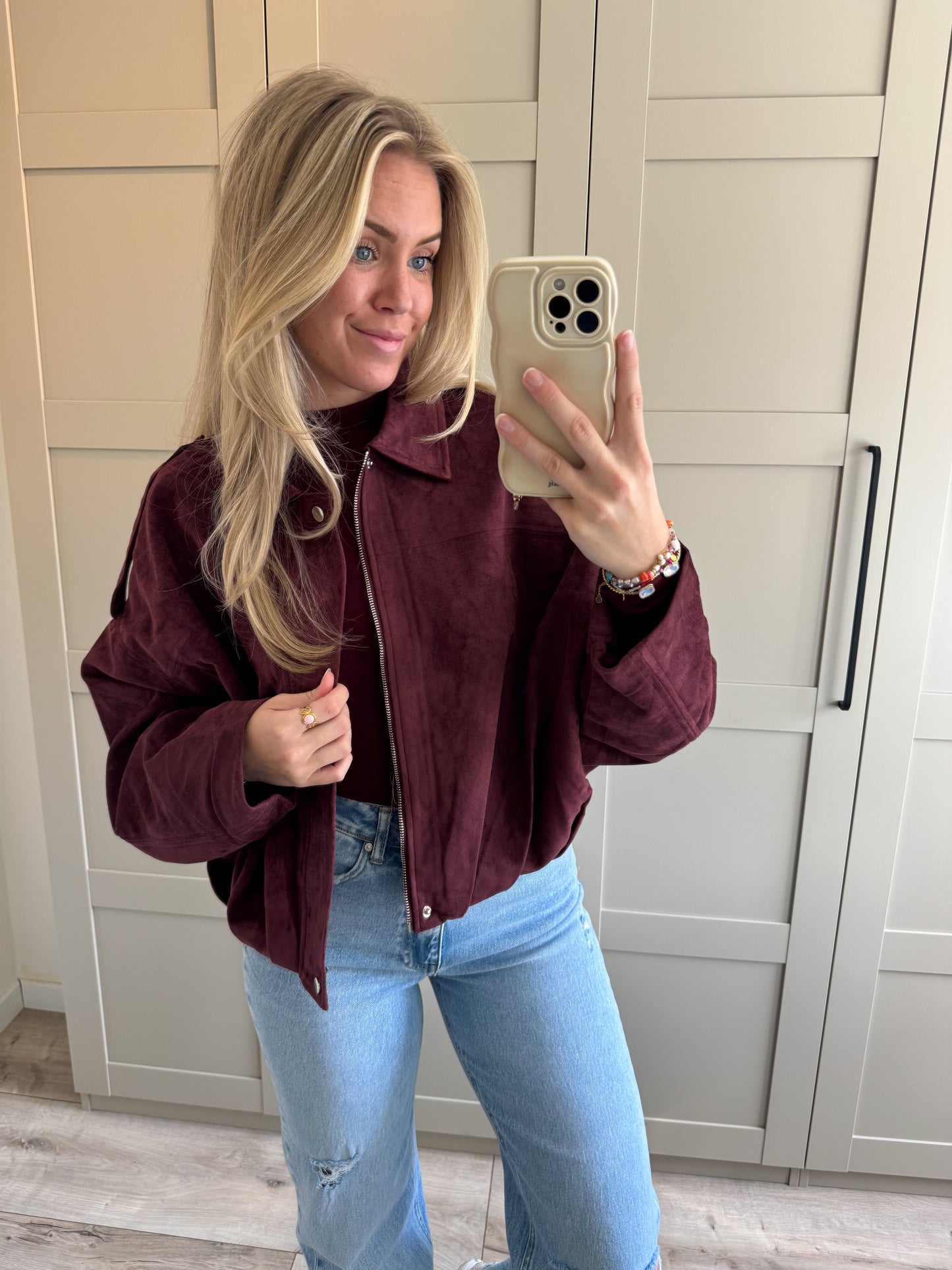 Suede oversized jacket | Nikky | Bordeaux