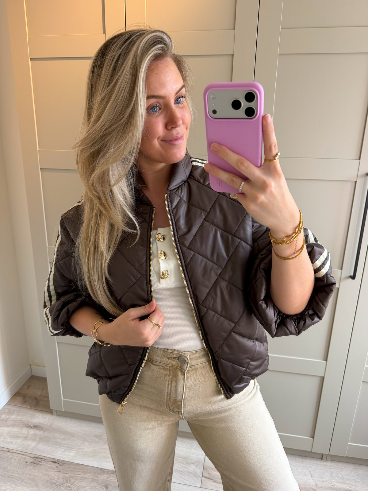 Jacket | Noé | Bruin beige streep