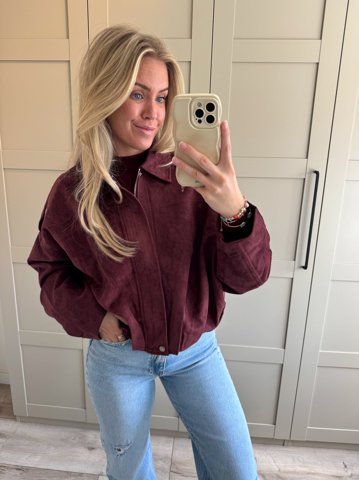 Suede oversized jacket | Nikky | Bordeaux