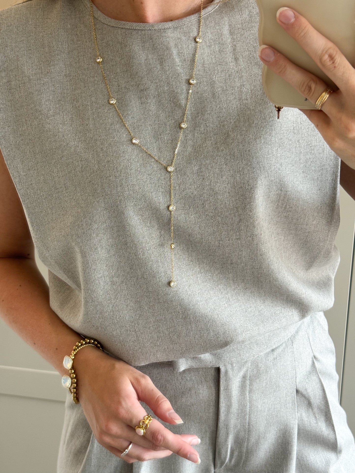 Ketting | Long stones | Goud
