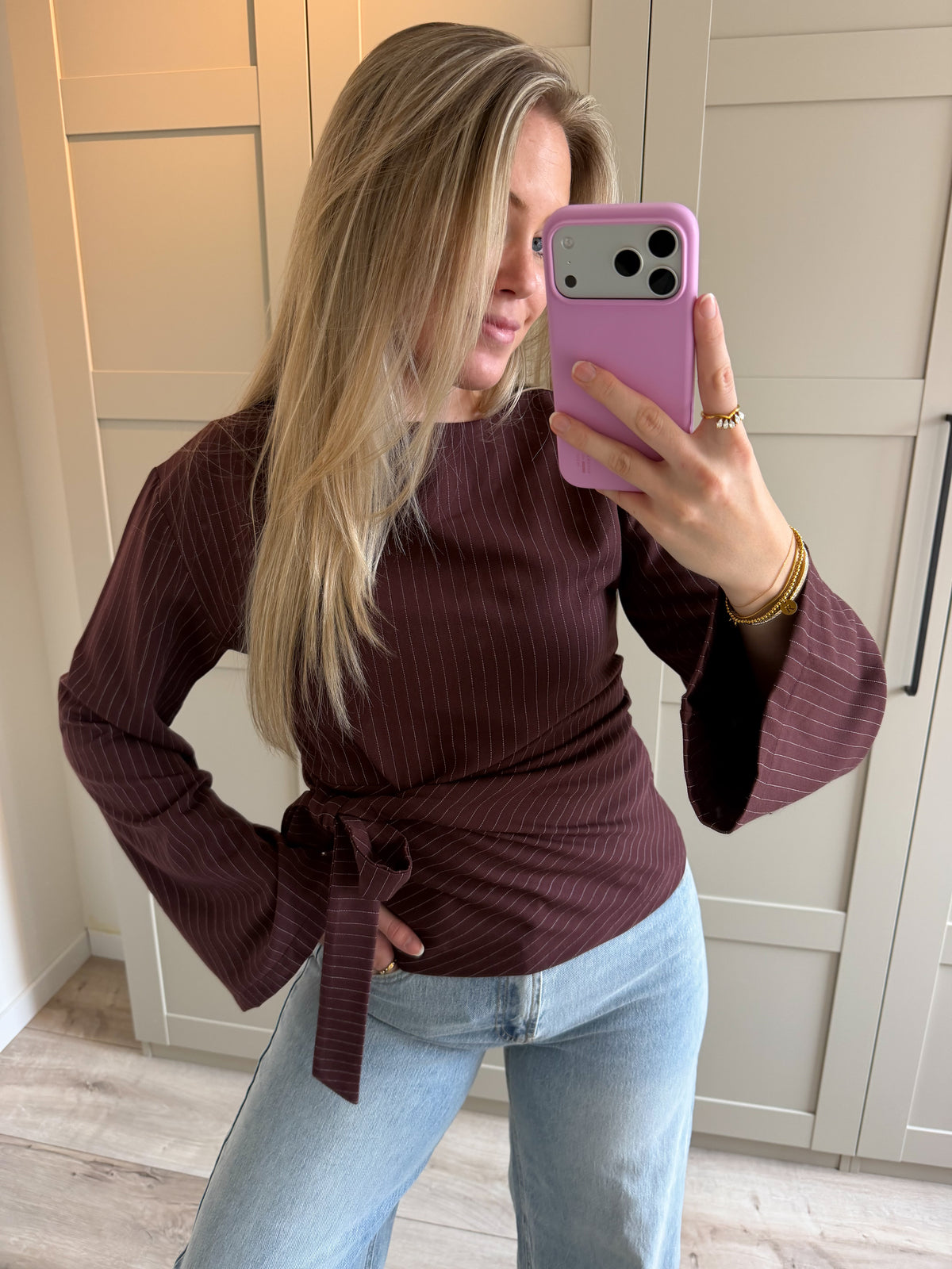 Blouse | Nienke | Bordeaux streep