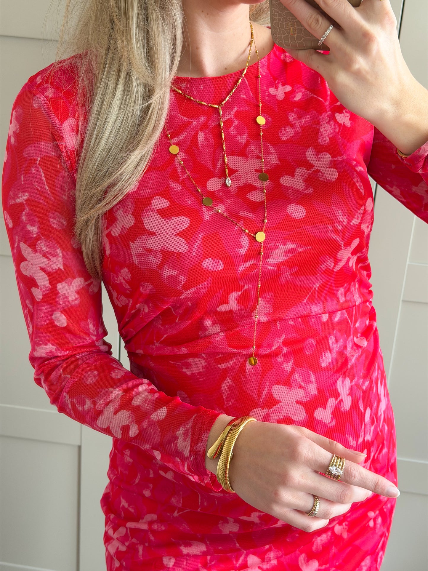 Jurk | Josy | Flower rood roze