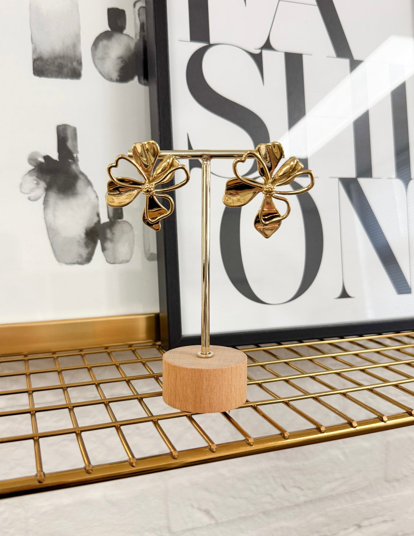 Oorbellen | Statement Flowers | Goud