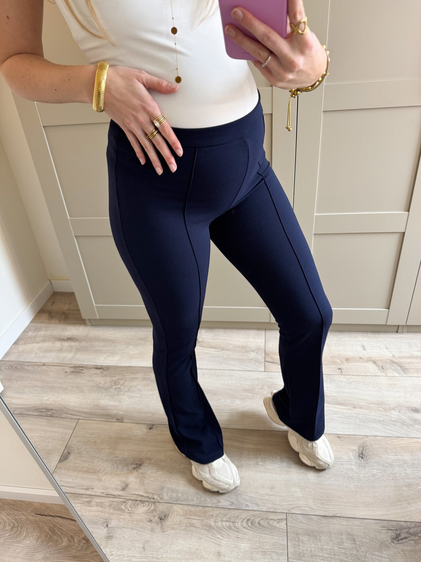 Flare stretch broek | Bo | Donkerblauw