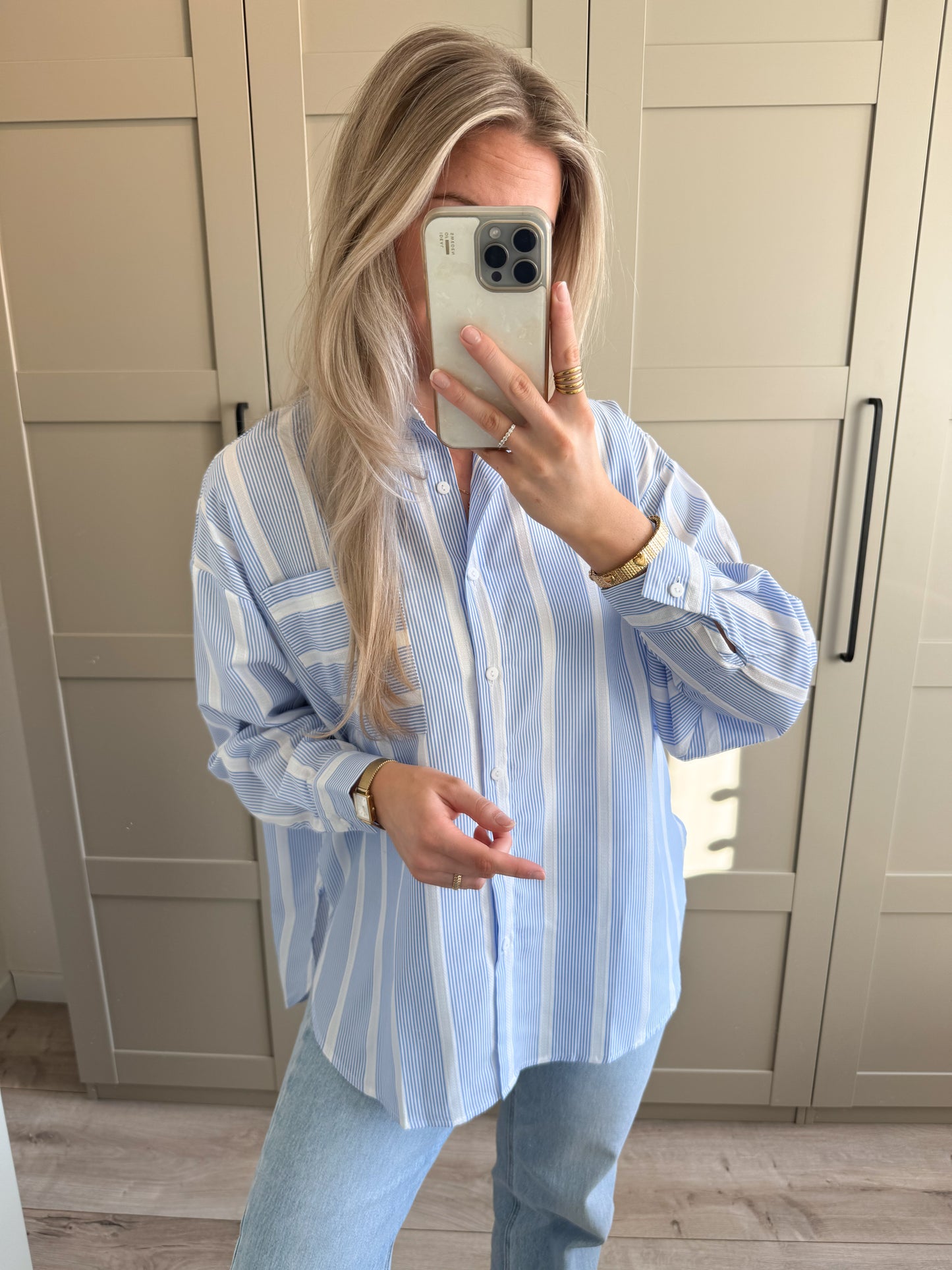 Blouse | Liz | Blauw wit
