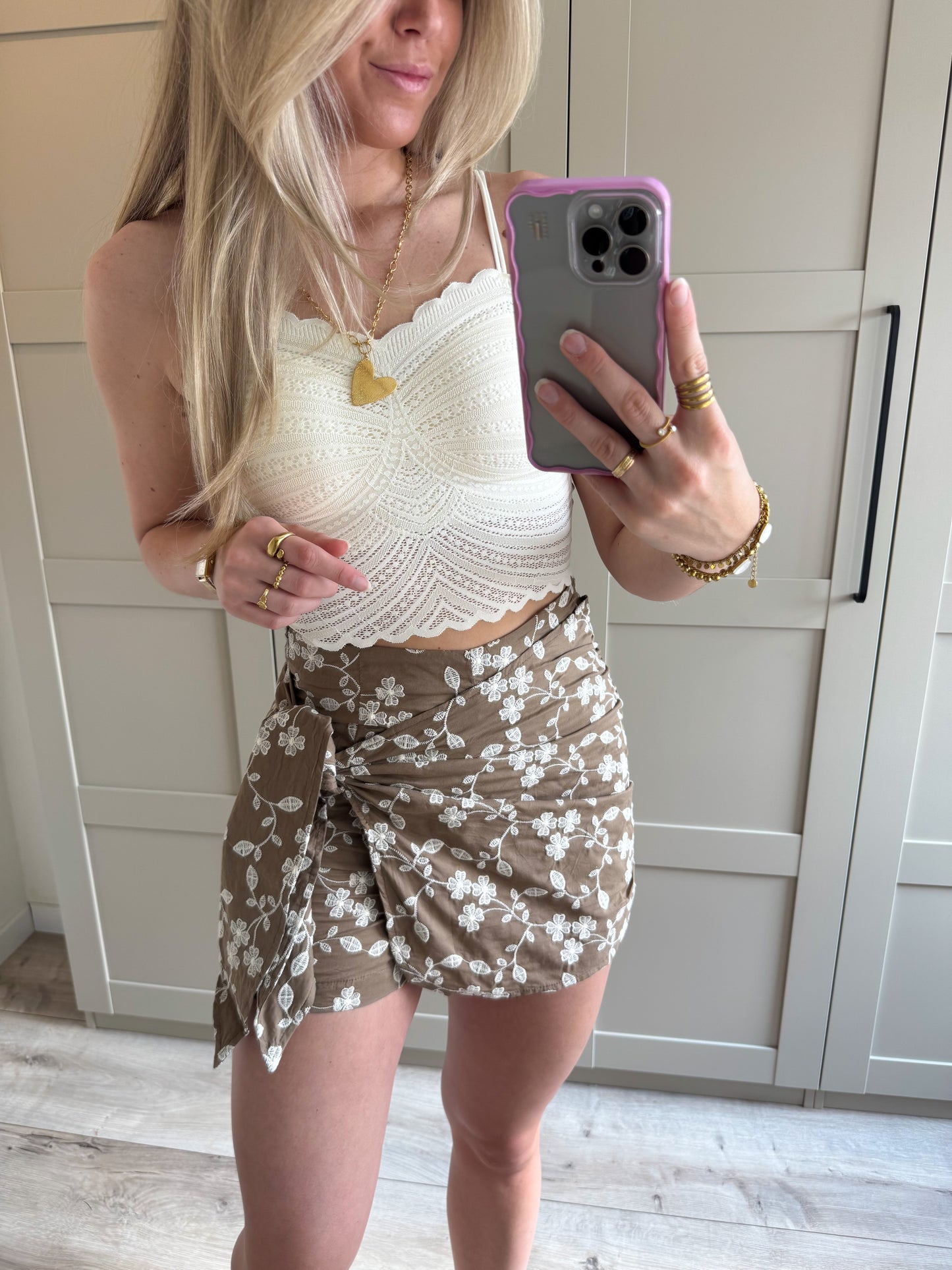 Ketting | Heart print | Goud