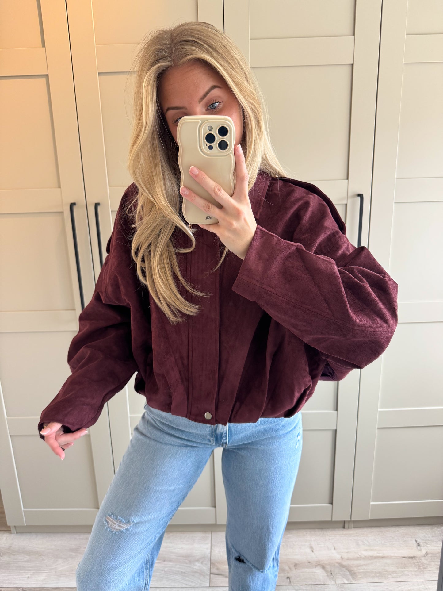 Suede oversized jacket | Nikky | Bordeaux