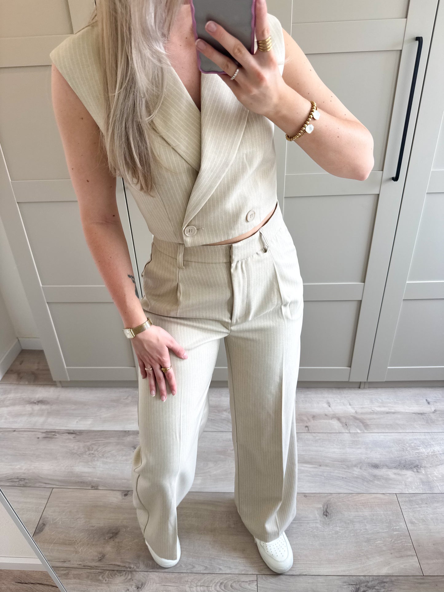 Pantalon | Charlie | Beige streep