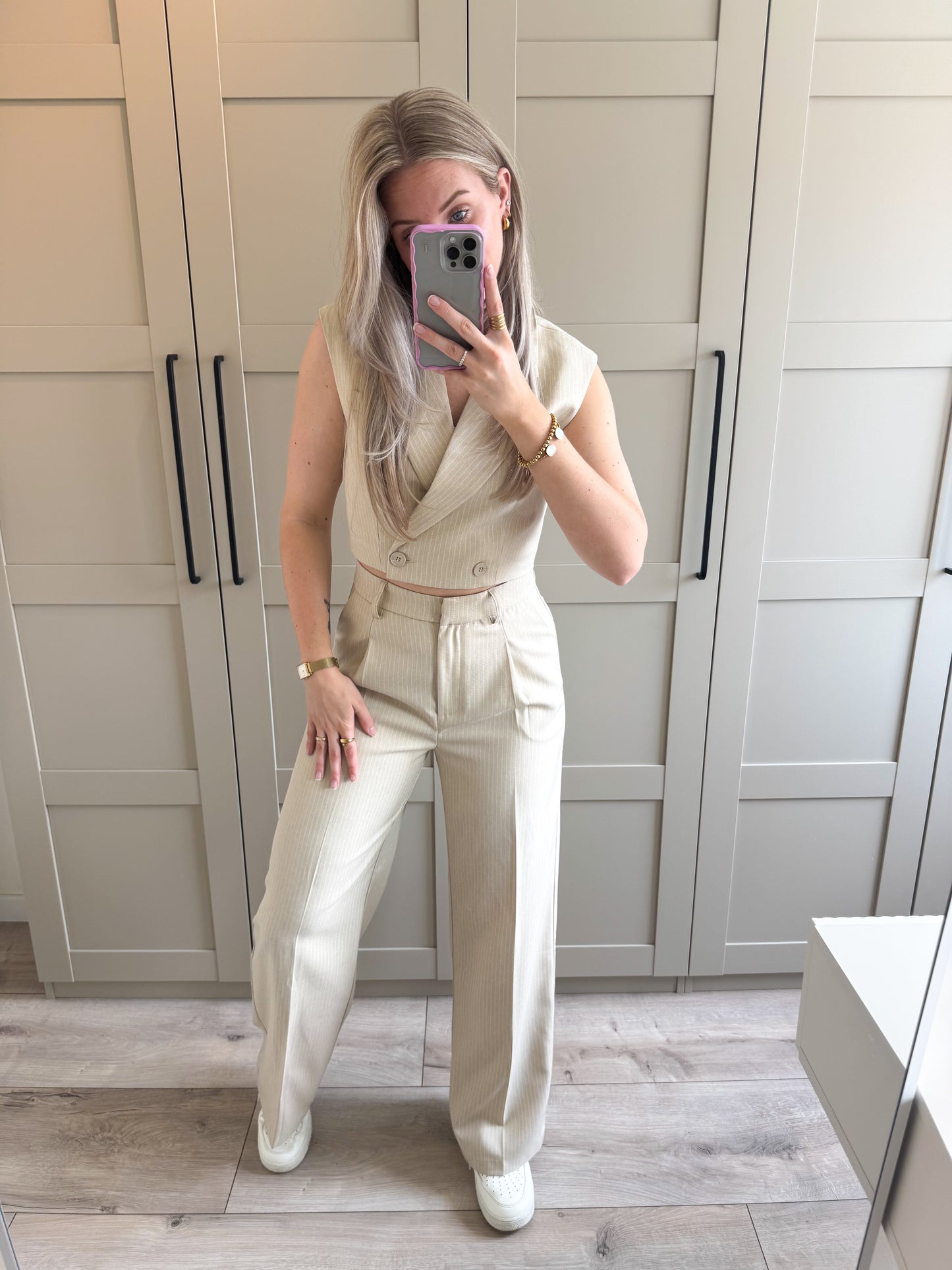 Pantalon | Charlie | Beige streep