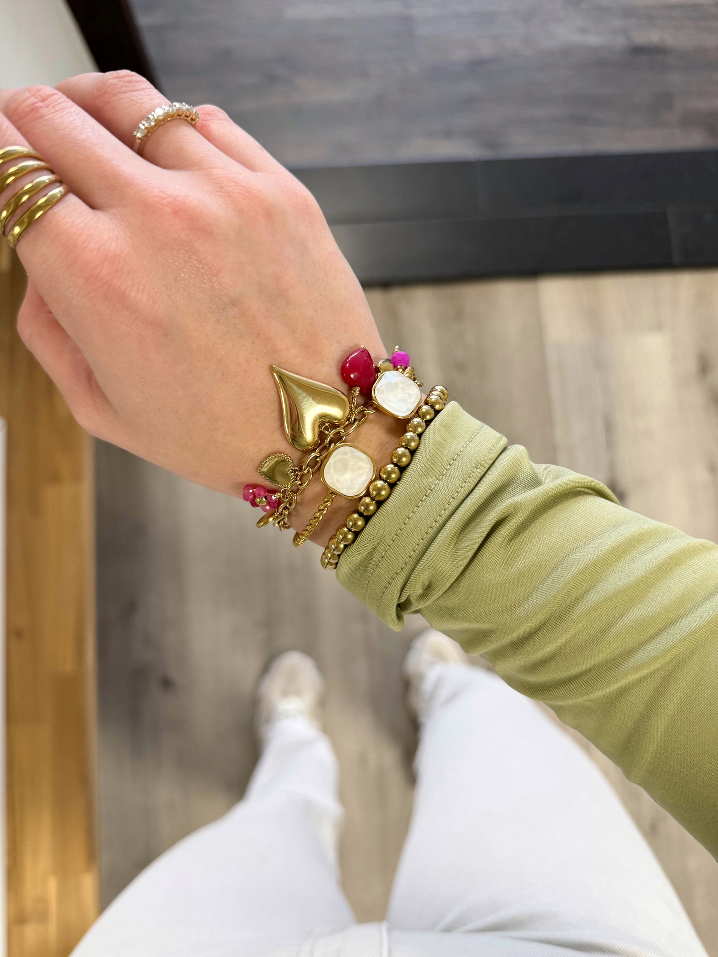 Armband | Stones | Goud wit