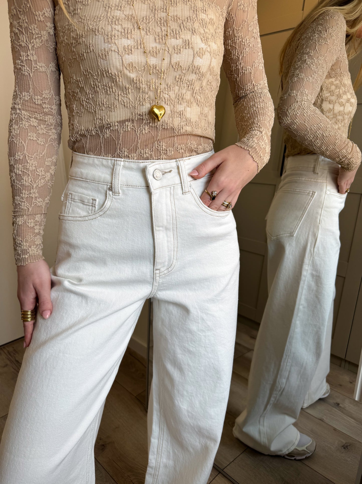 Wide leg jeans | Zinzi | Ecru