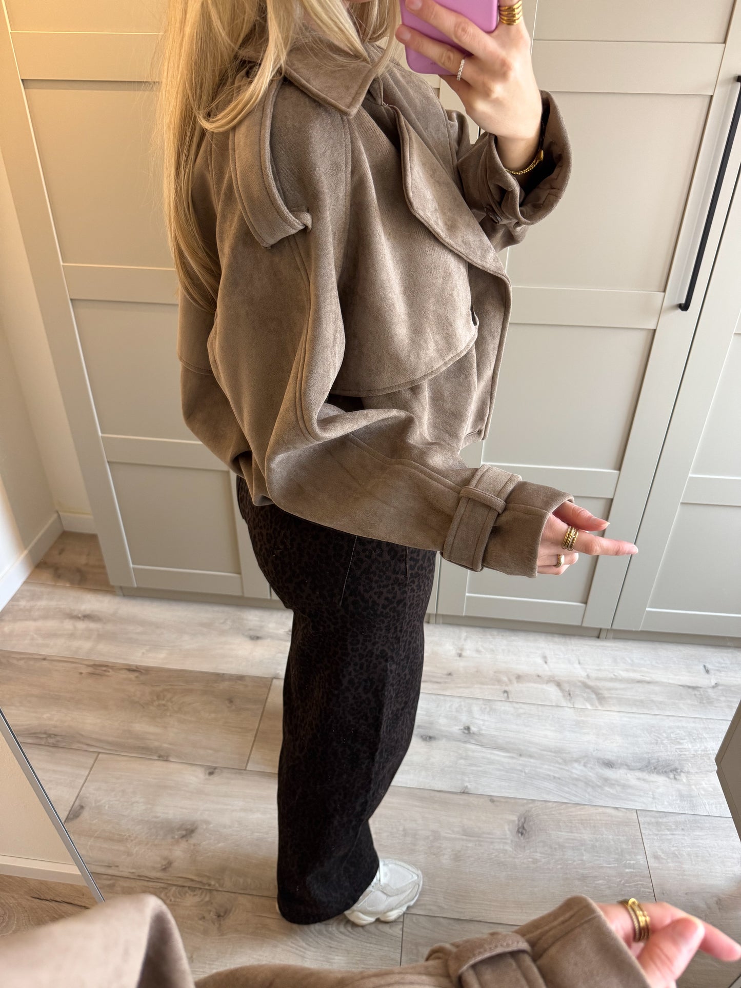 Suede oversized jacket | Haily | Taupe