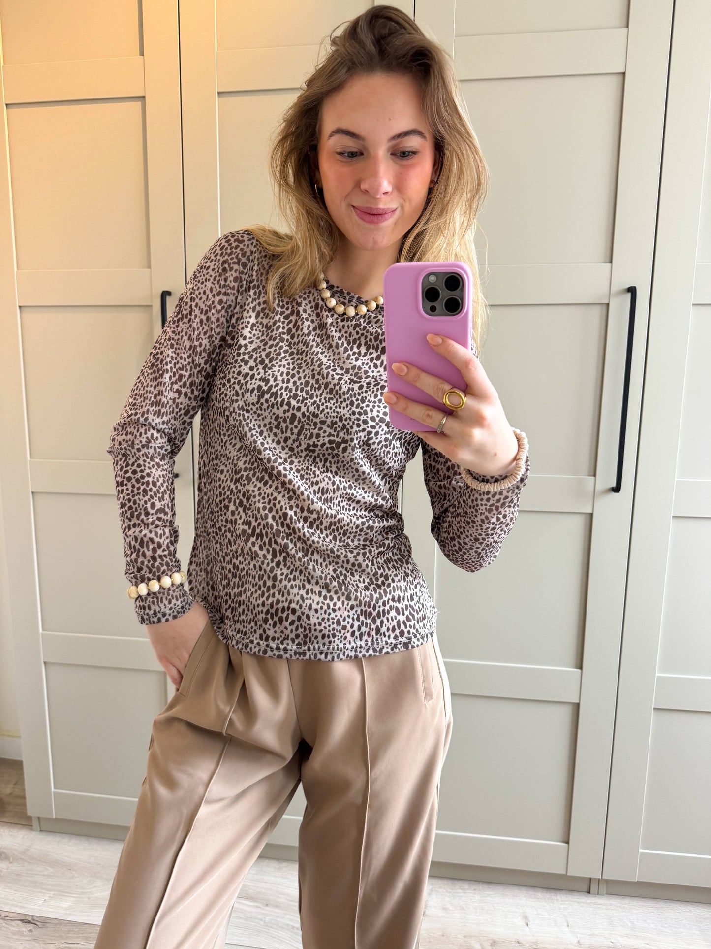 Top | Josy | Dots taupe