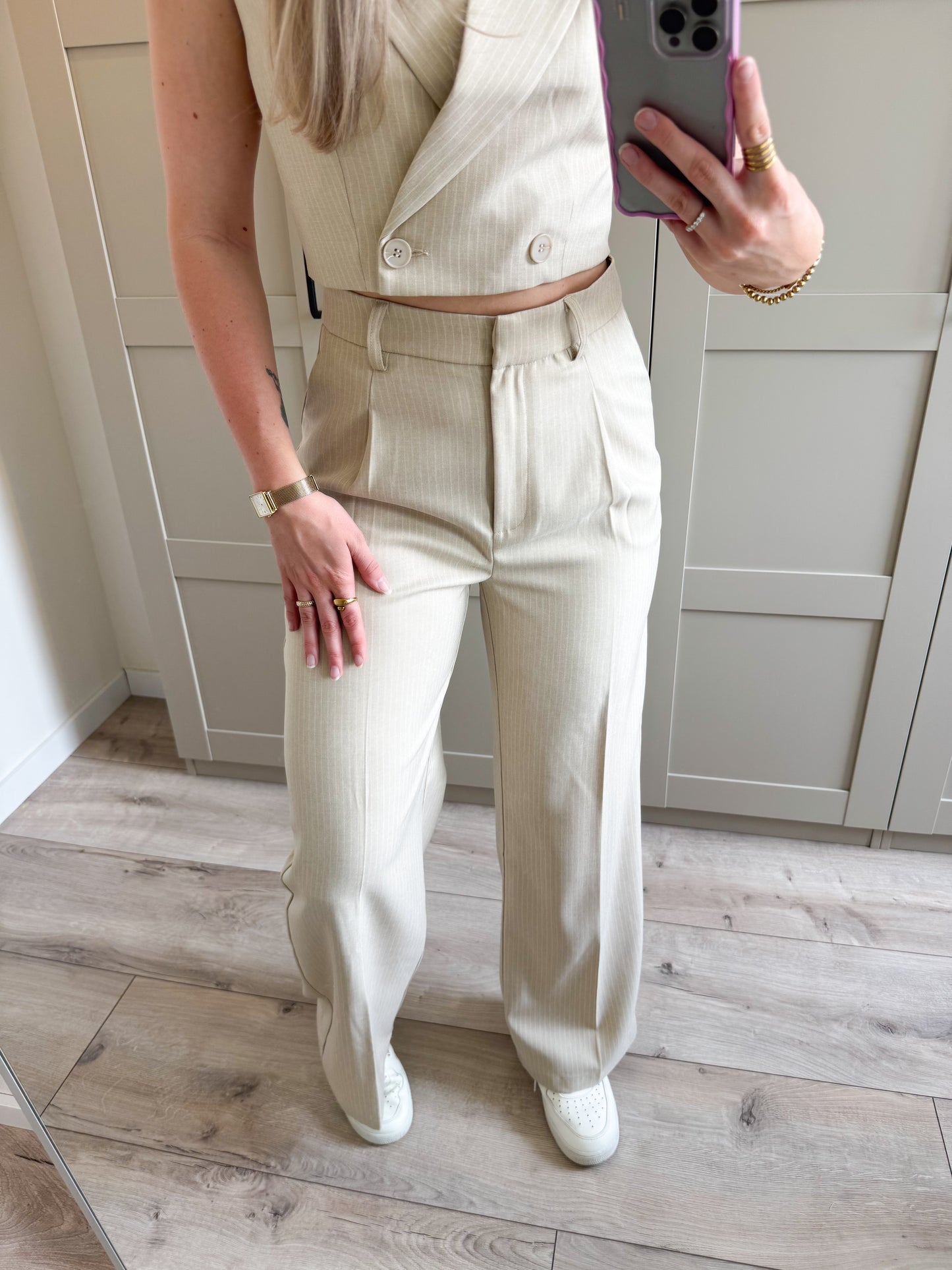 Pantalon | Charlie | Beige streep