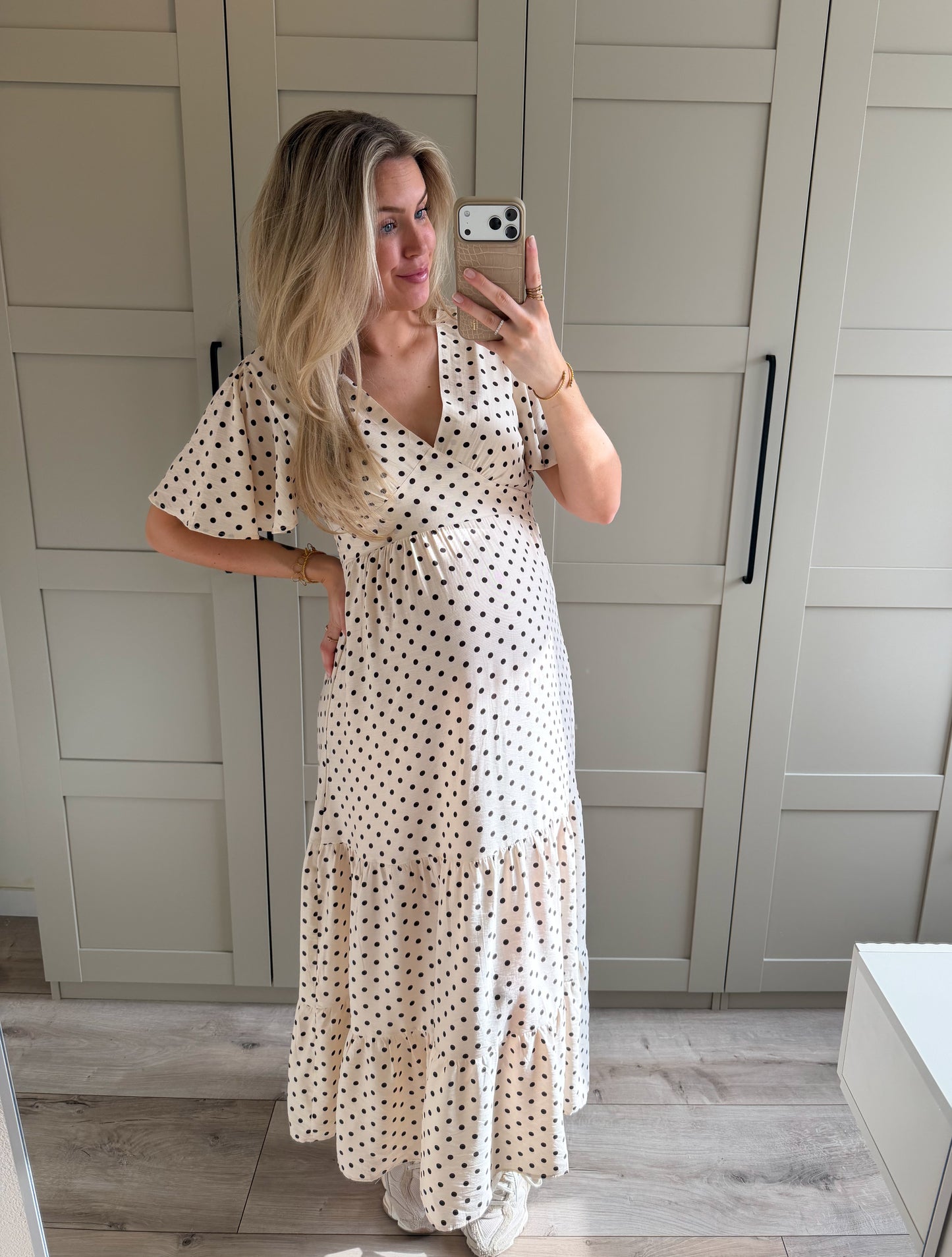 Jurk | Mila | Dots beige bruin