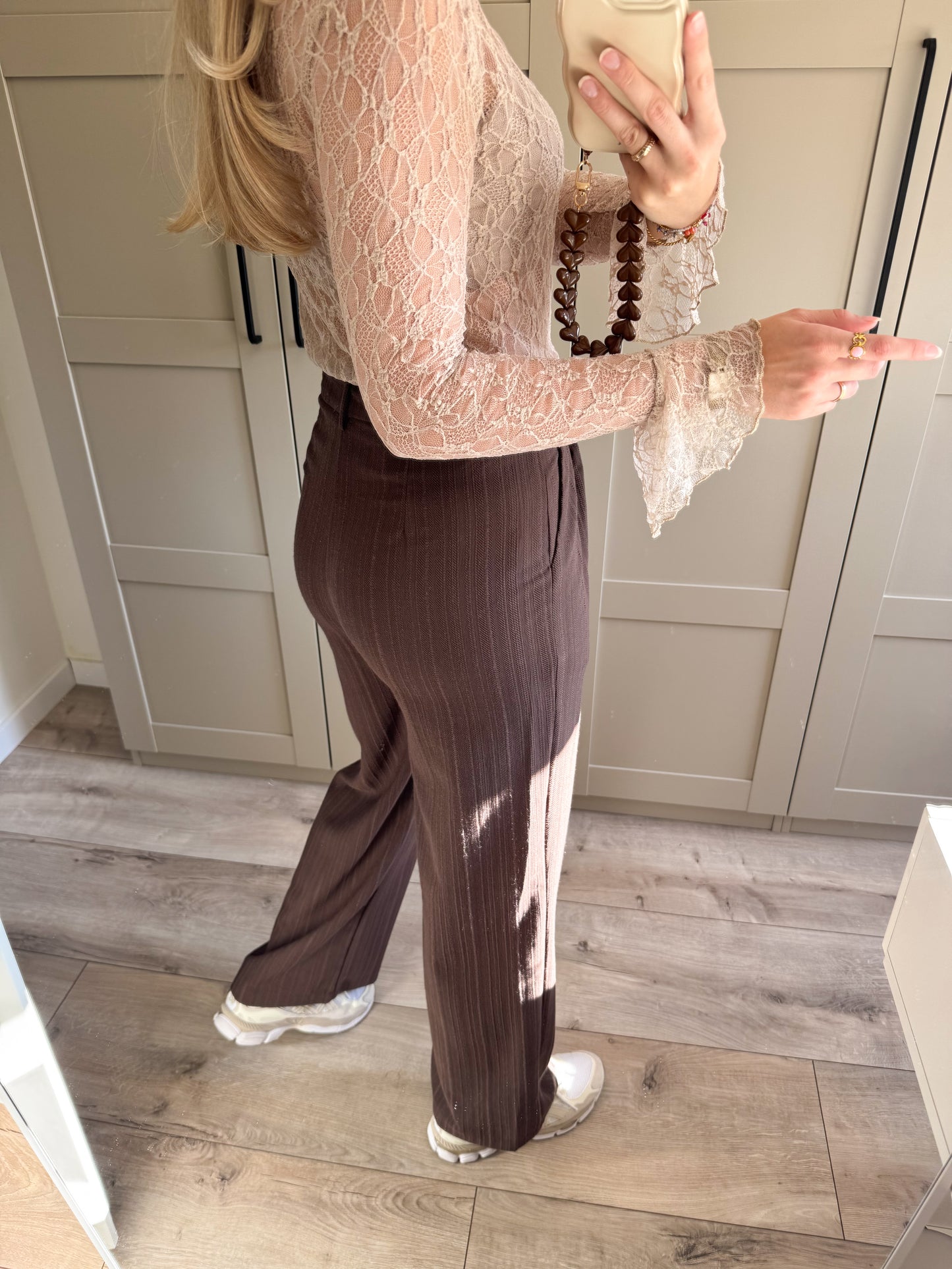 Pantalon | Fleur | Taupe bruin
