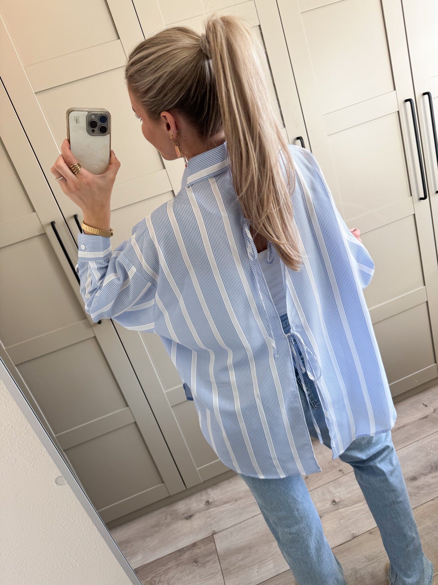 Blouse | Liz | Blauw wit