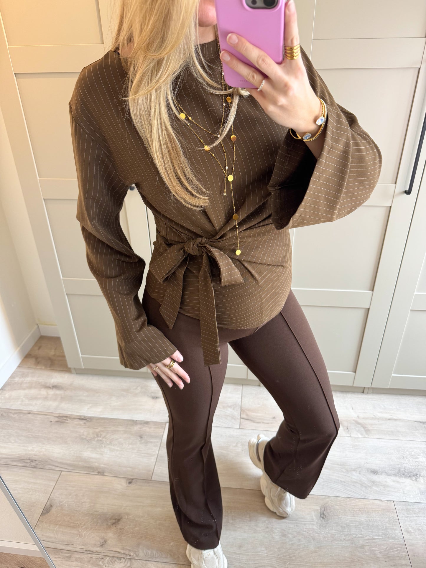 Blouse | Nienke | Bruin streep