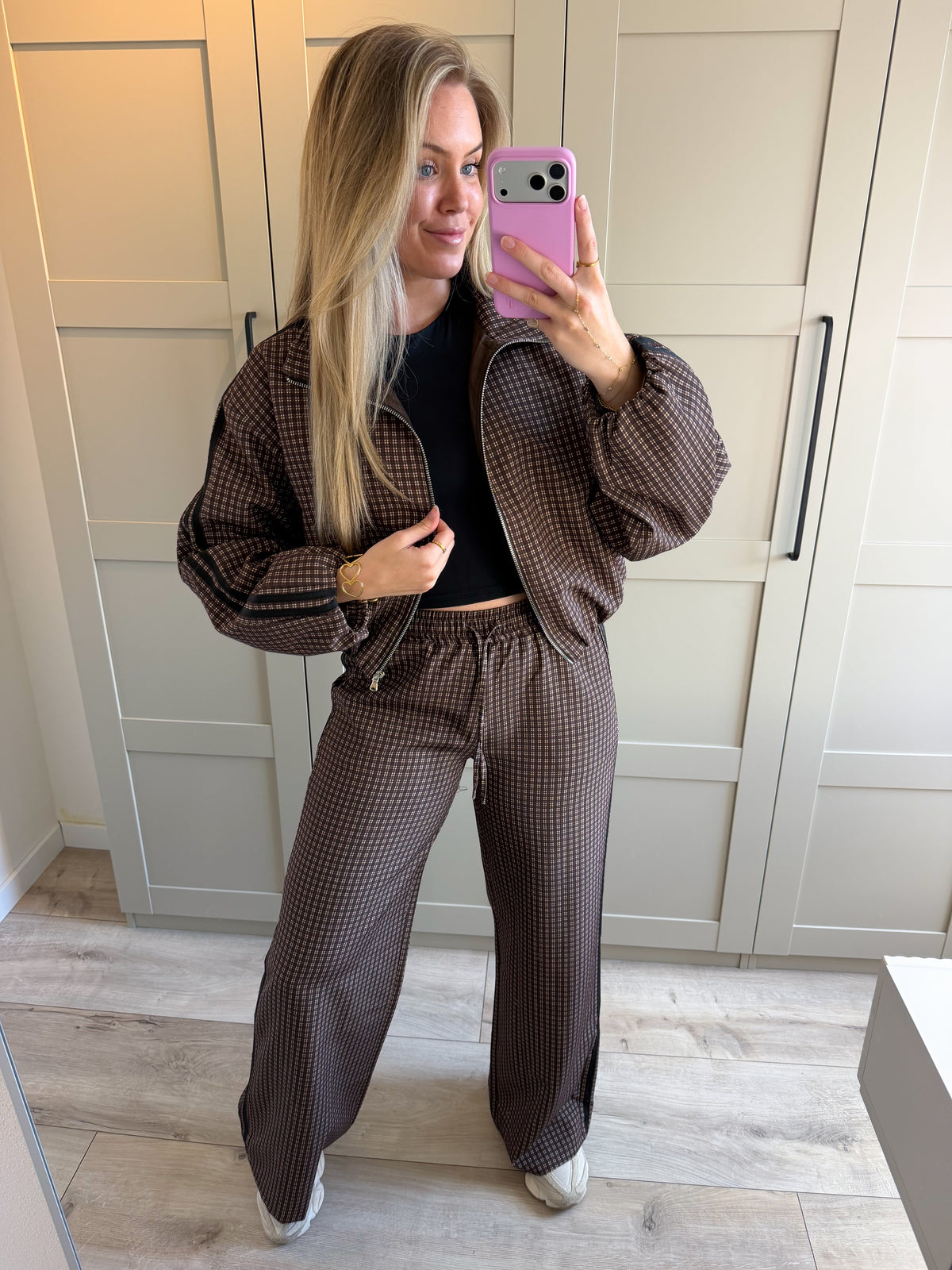 Wide leg broek | Michelle | Bruin zwart