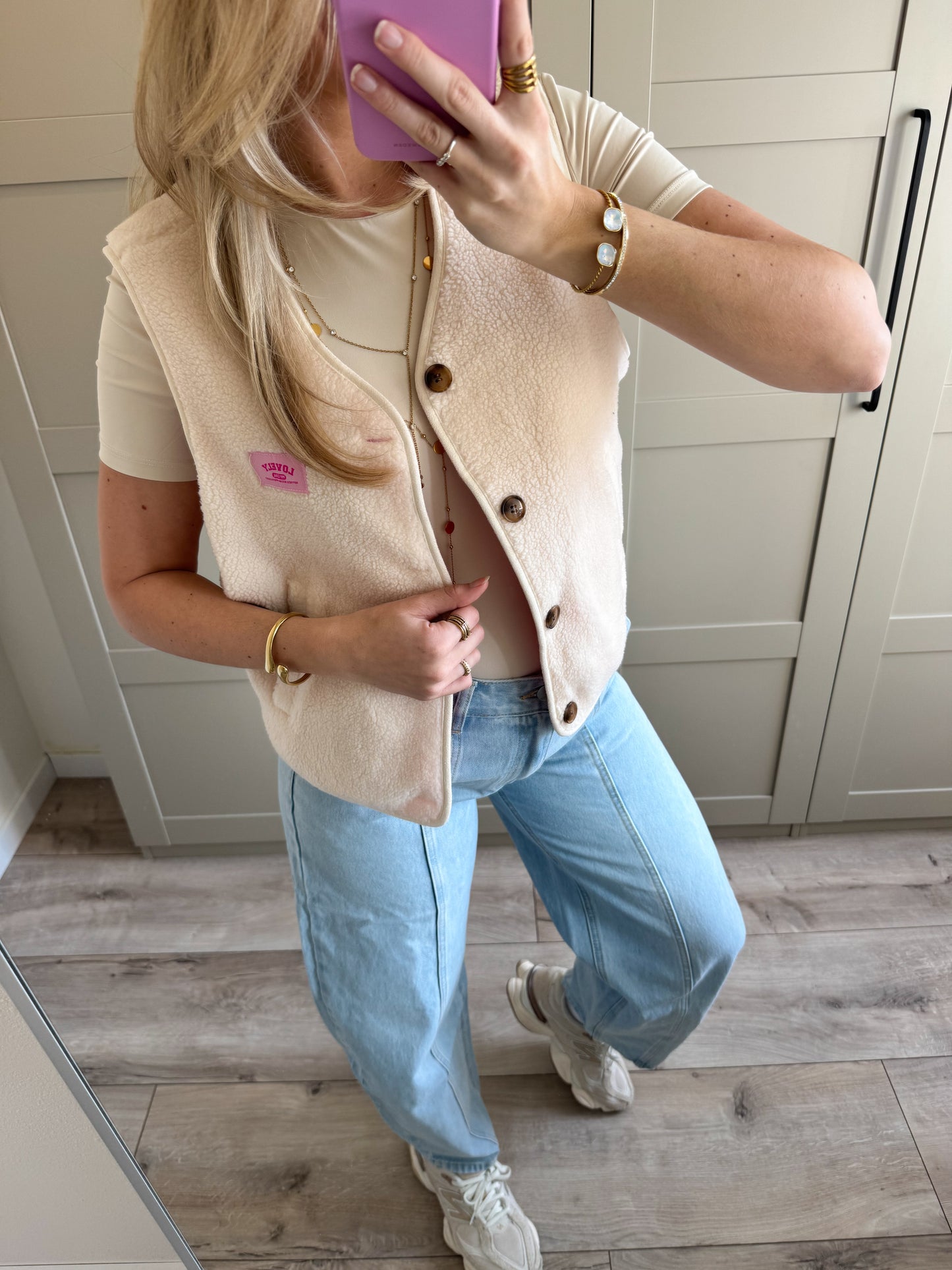 Reversible Gilet | Lovely | Ecru roze