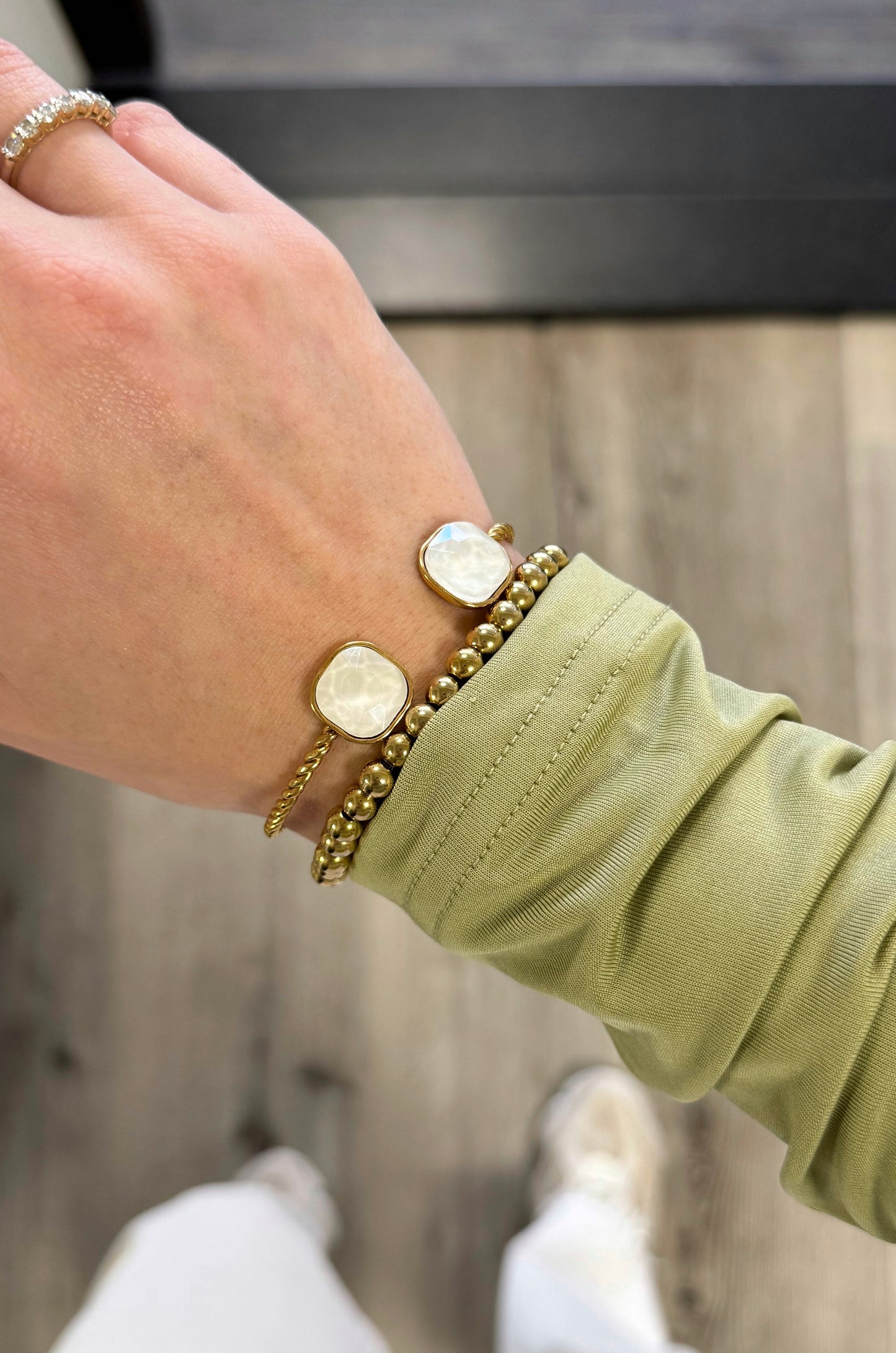 Armband | Stones | Goud wit