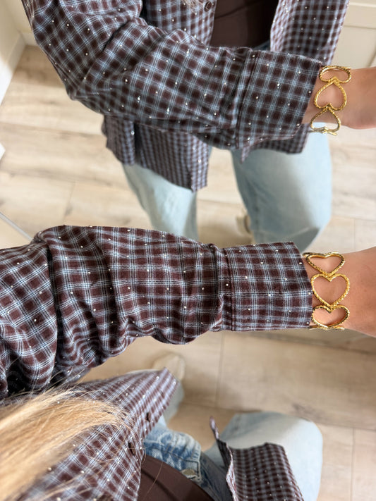 Blouse | Elly | Bruin blauw