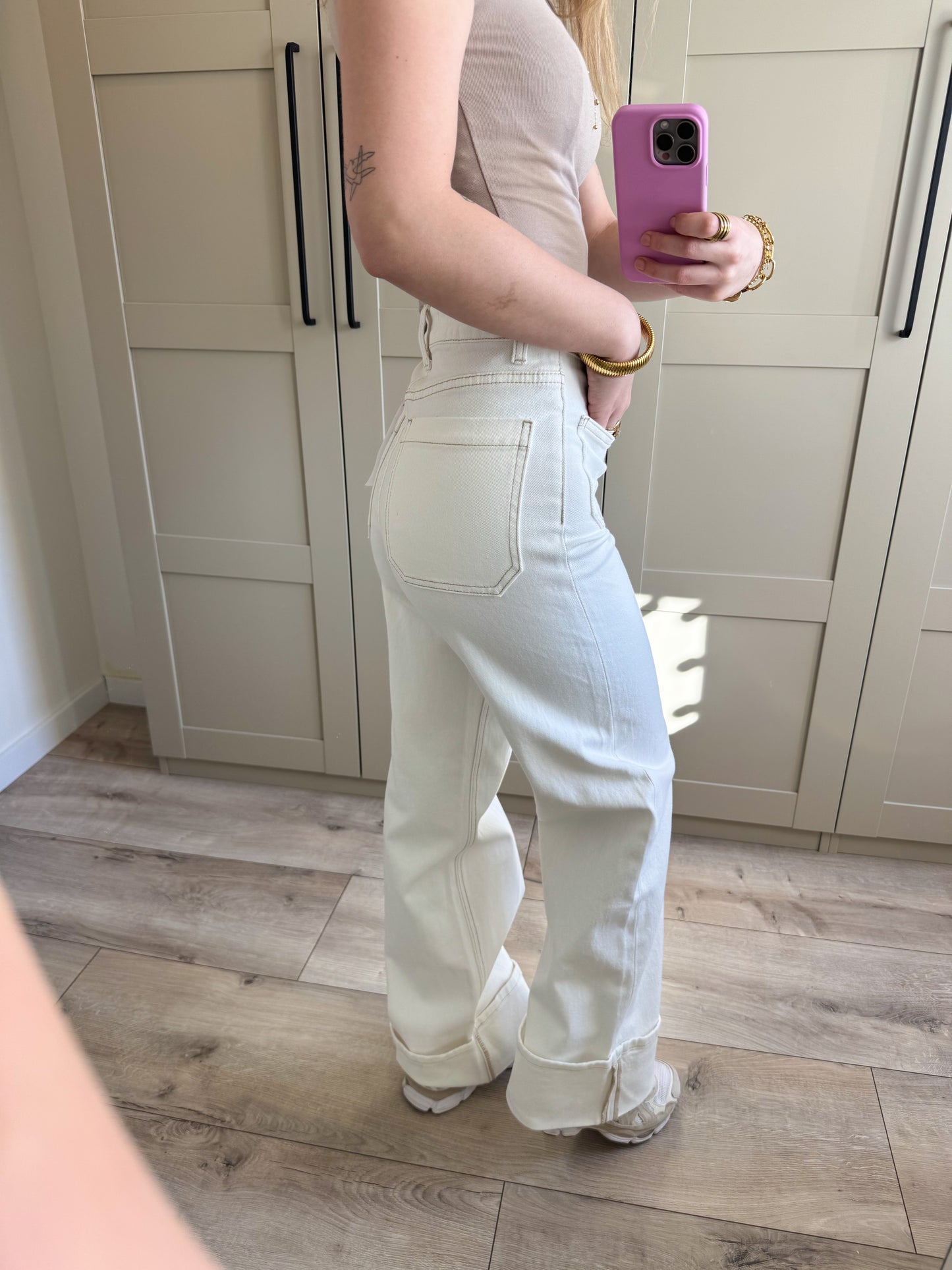 Wide leg jeans | Loua | Ecru