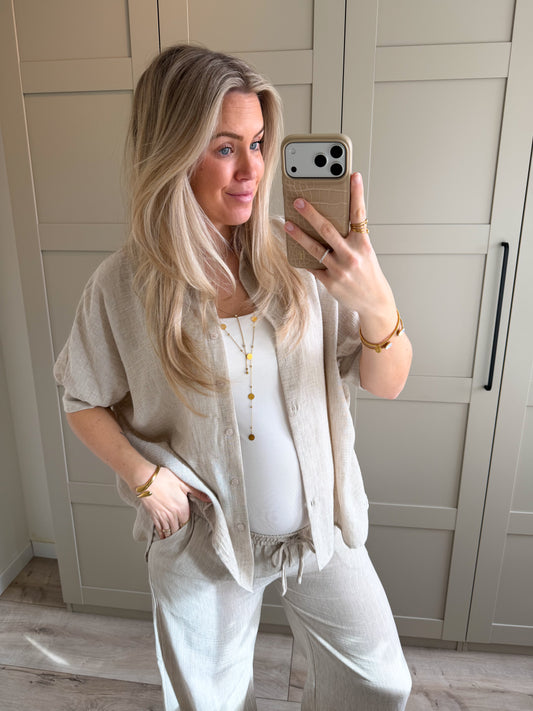 Blouse | Lize | Linnen look goud