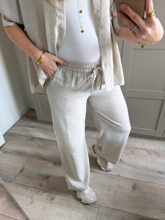 Broek | Lize | Linnen look goud