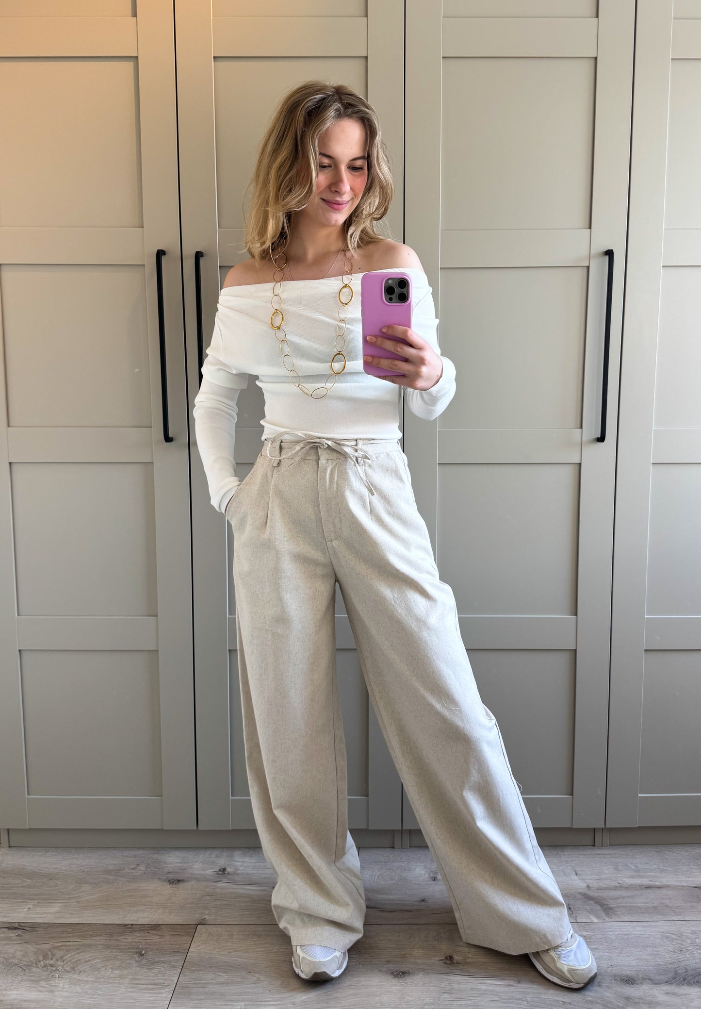 Pantalon | Sophie | Beige linnen look