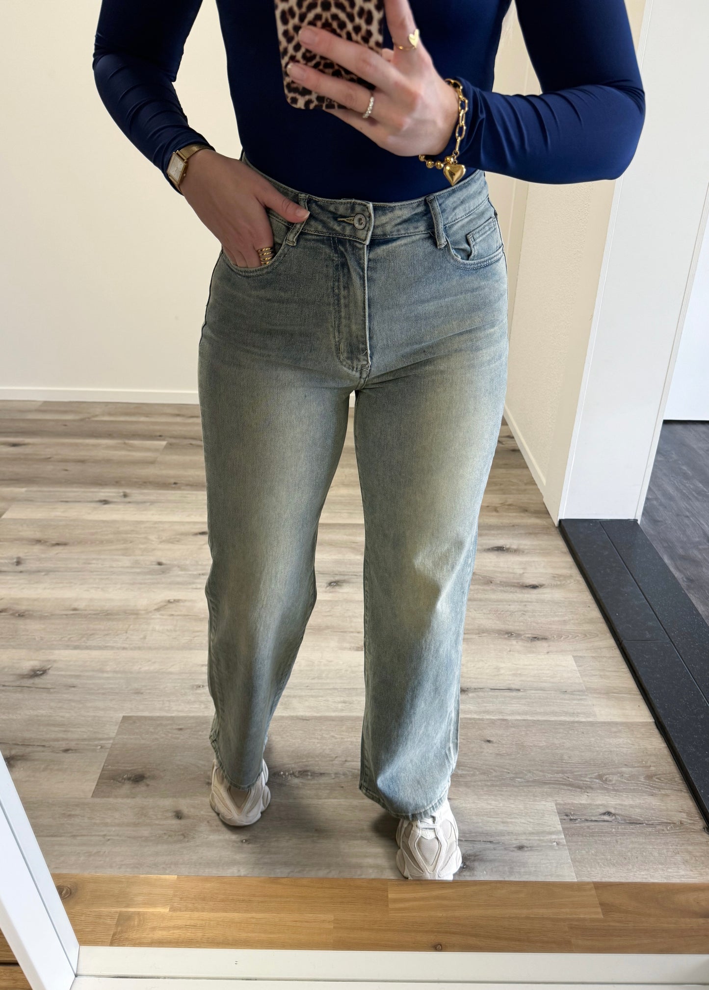 Wide leg jeans | Maya | Groen Beige