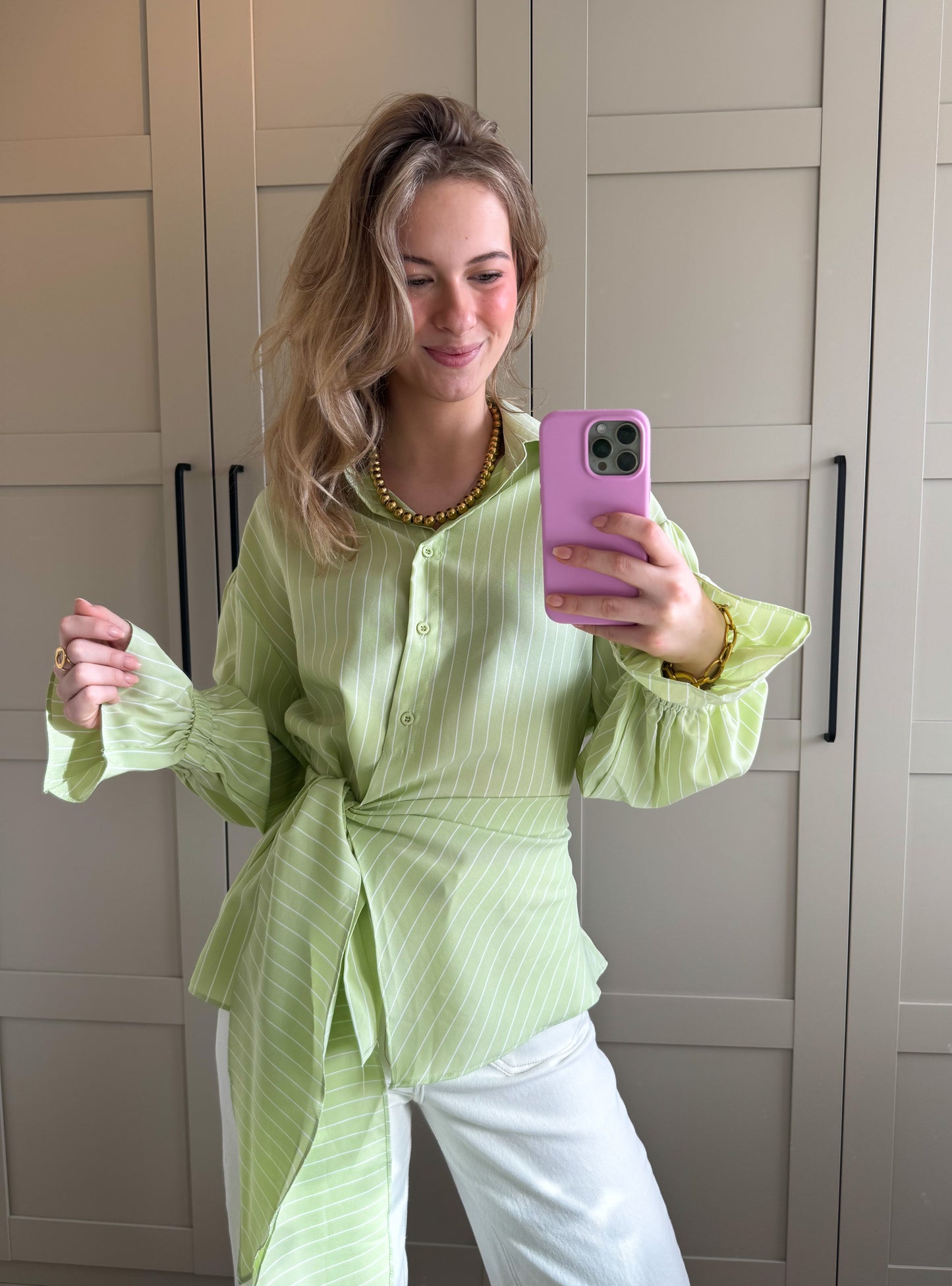Blouse | Eveline | Groen streep