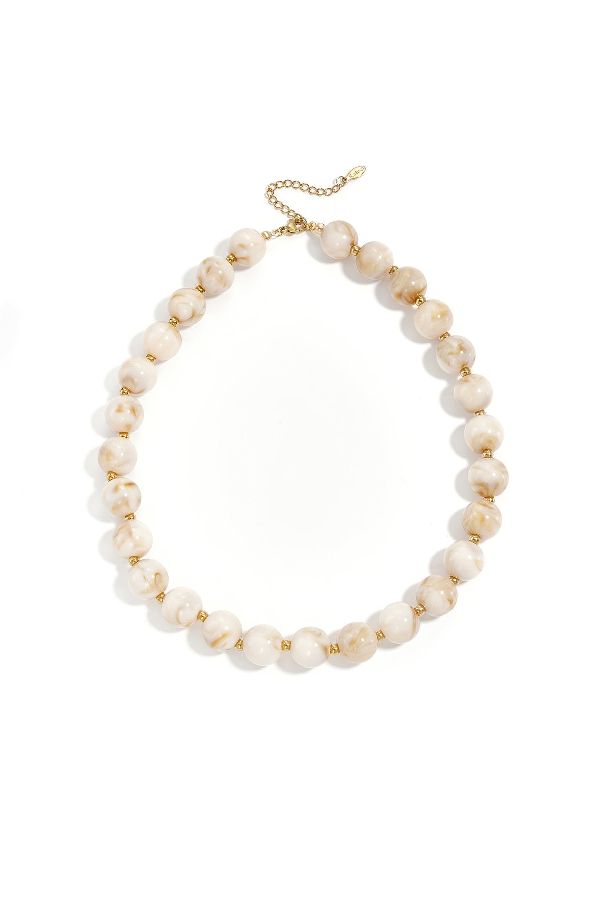 Ketting | Kralen rond | Beige goud