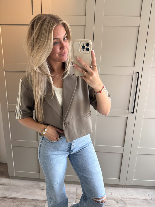 Blazer | Ambika Cropt stripe | Taupe