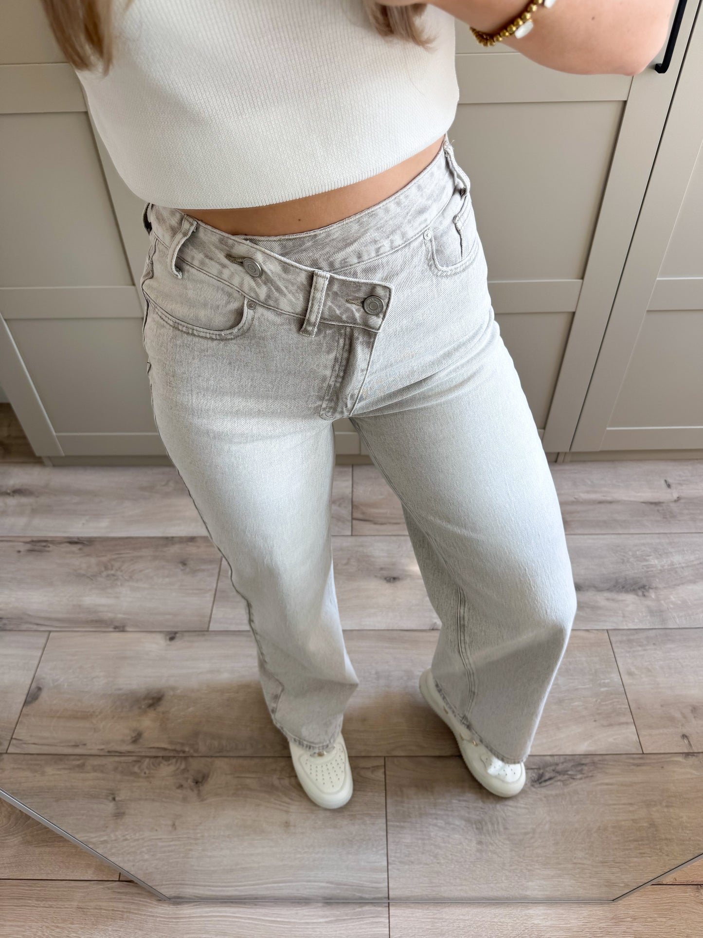 Wide leg jeans | Juna | Beige grijs denim