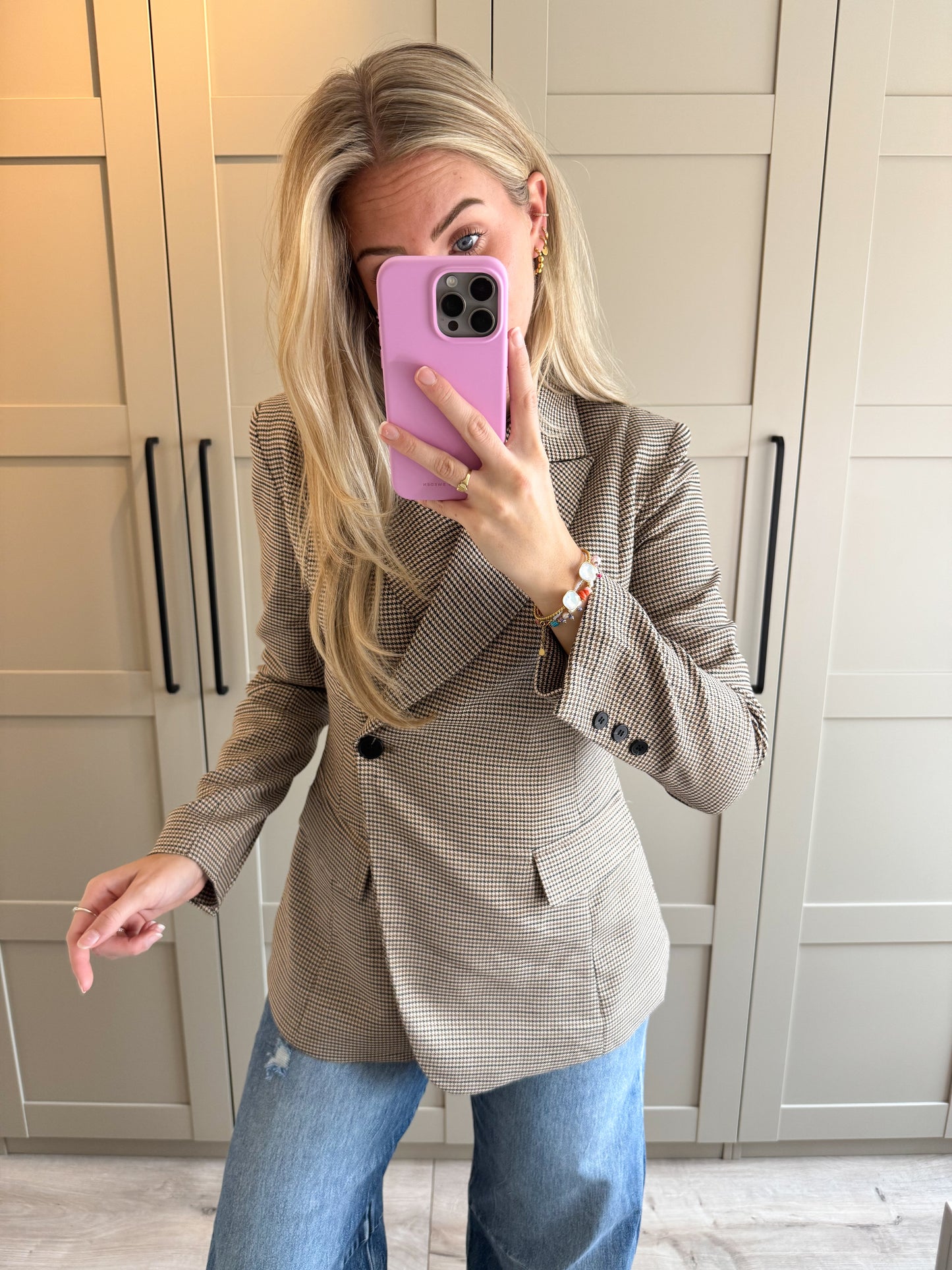 Snatched blazer | Aimee | Bruin geruit