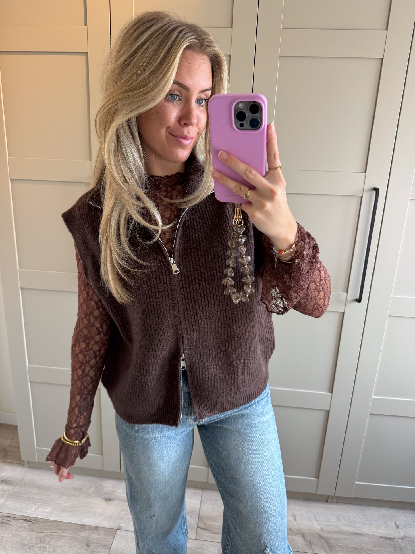 Pre-order Zipper spencer | Jula | Bruin wordt 9 okt verzonden